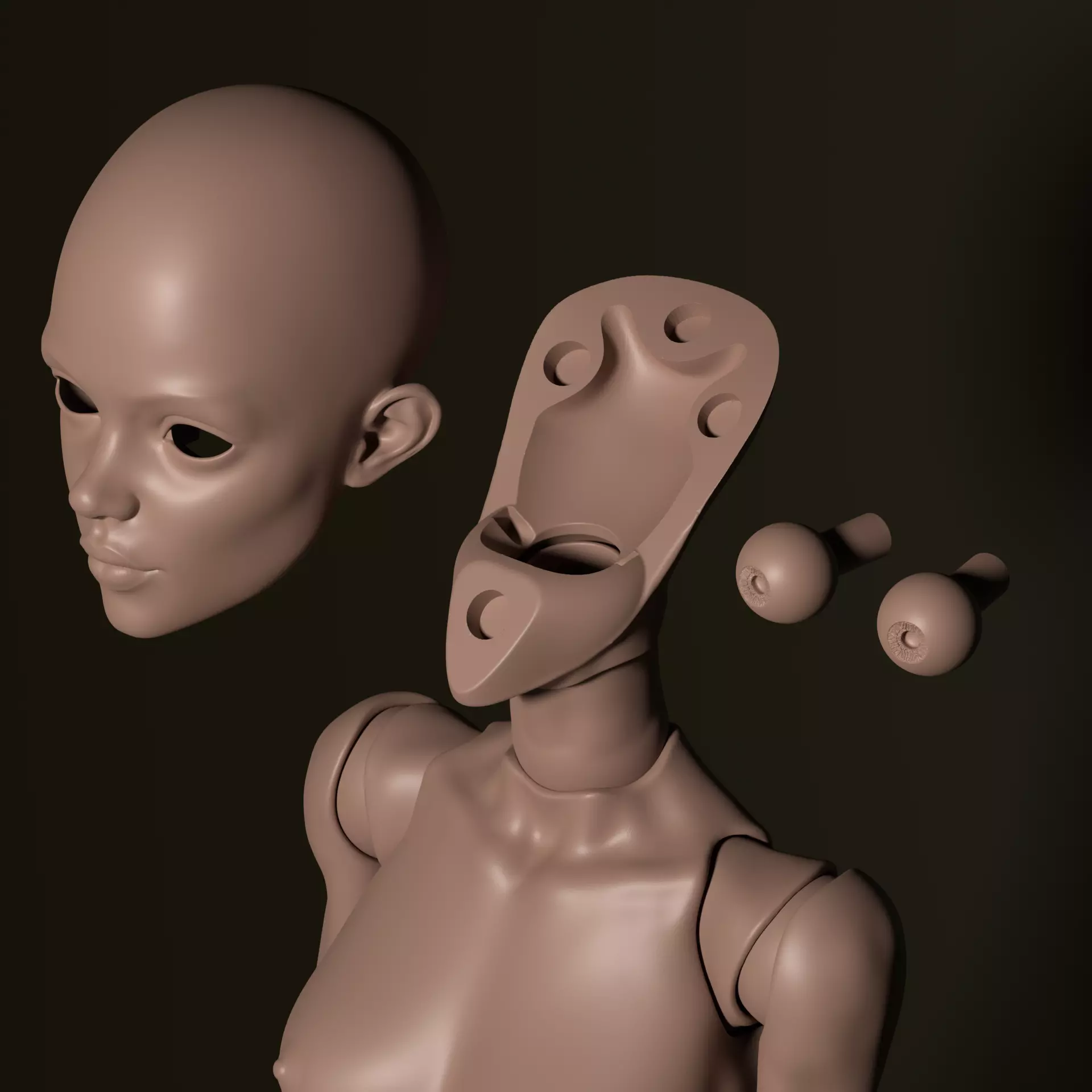 Model WR3 - Anime Female BJD Doll STL OBJ 3D Print Model 3D model_7