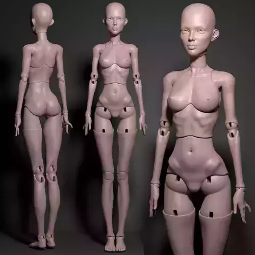 Model DS - Realistic Female BJD Doll STL OBJ 3D Print Model  3D model