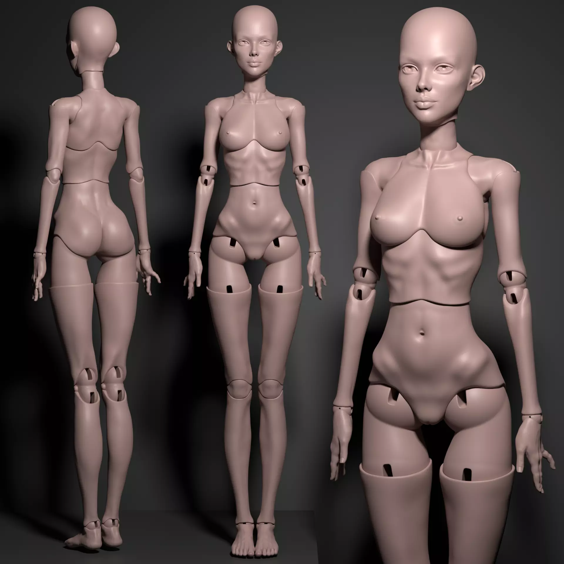 Model DS - Realistic Female BJD Doll STL OBJ 3D Print Model 3D model_0