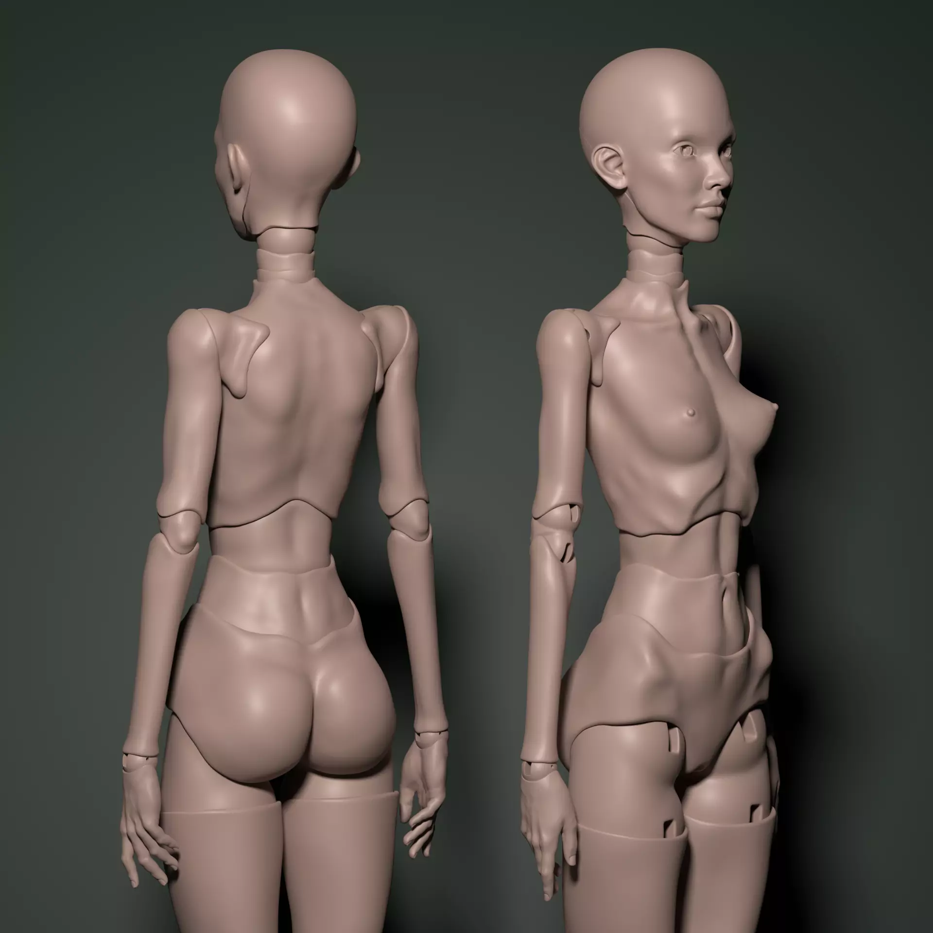 Model PM - Mini Female BJD Doll STL OBJ 3D Print Model 3D model_4