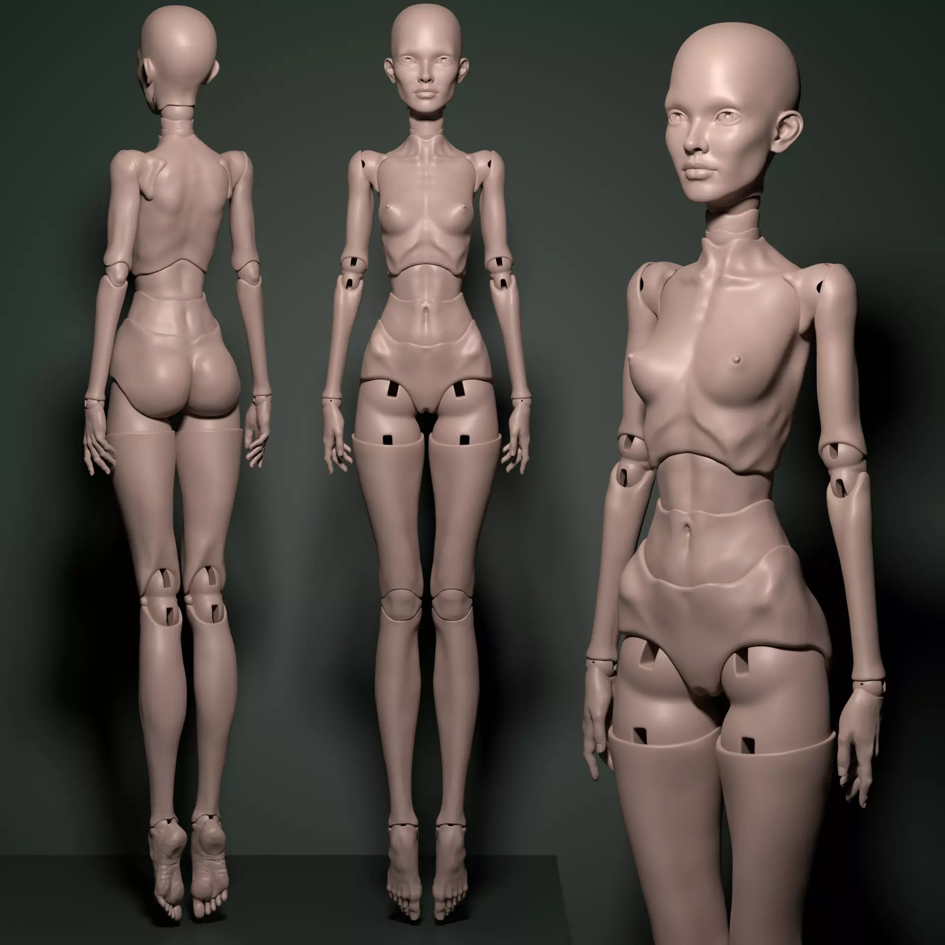 Model PM - Mini Female BJD Doll STL OBJ 3D Print Model 3D model_0