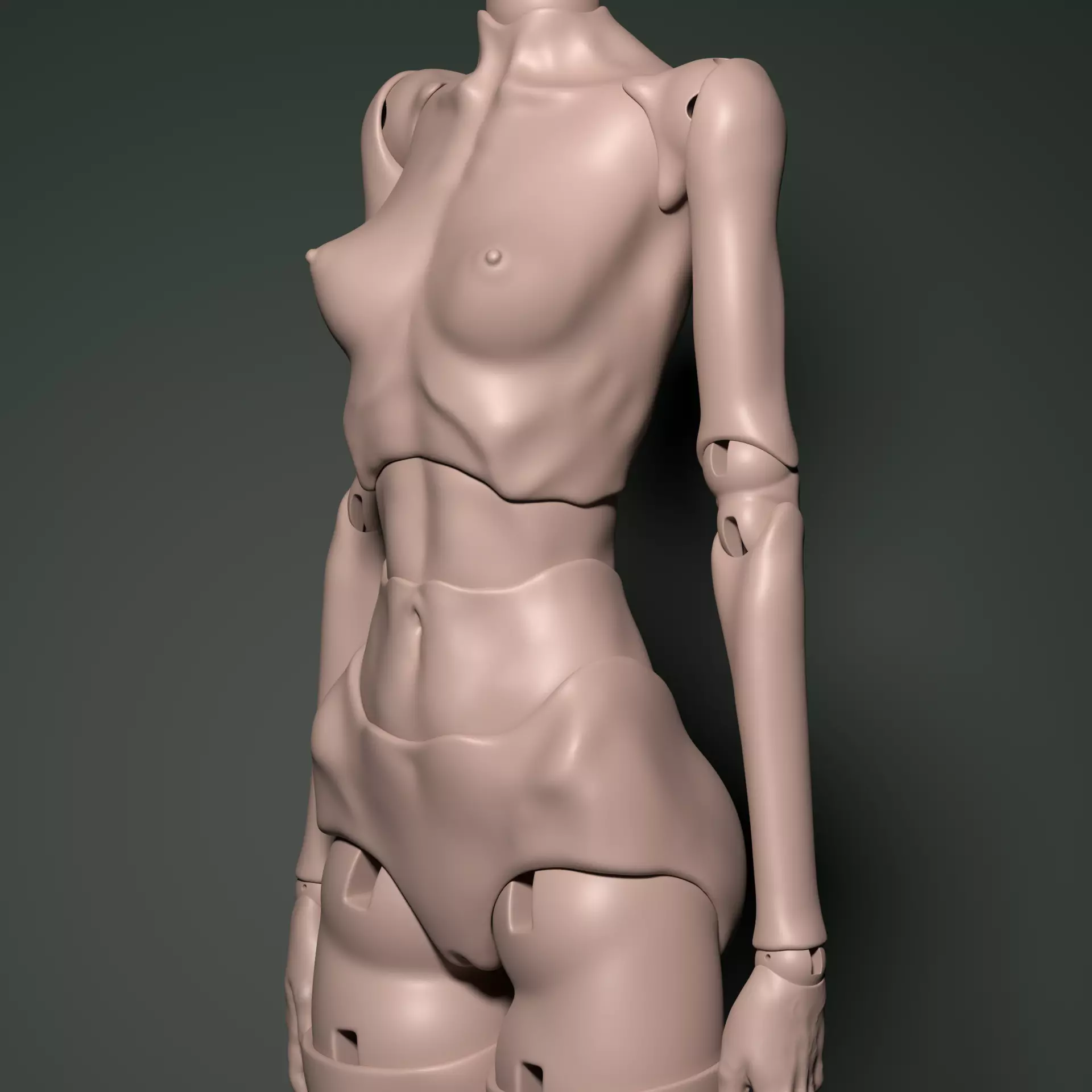 Model PM - Mini Female BJD Doll STL OBJ 3D Print Model 3D model_1