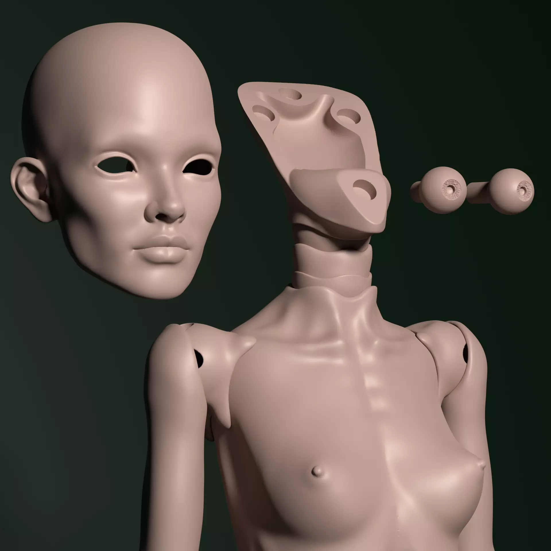 Model PM - Mini Female BJD Doll STL OBJ 3D Print Model 3D model_6