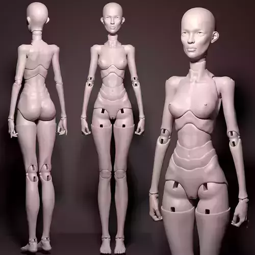 Model GM - Stylized Female BJD Doll STL OBJ 3D Print Model 3D model