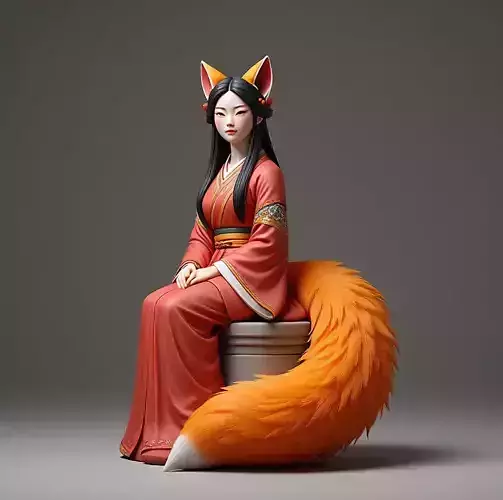 1715COLORFUL Fox Spirit Woman in Pu Song Ling Style