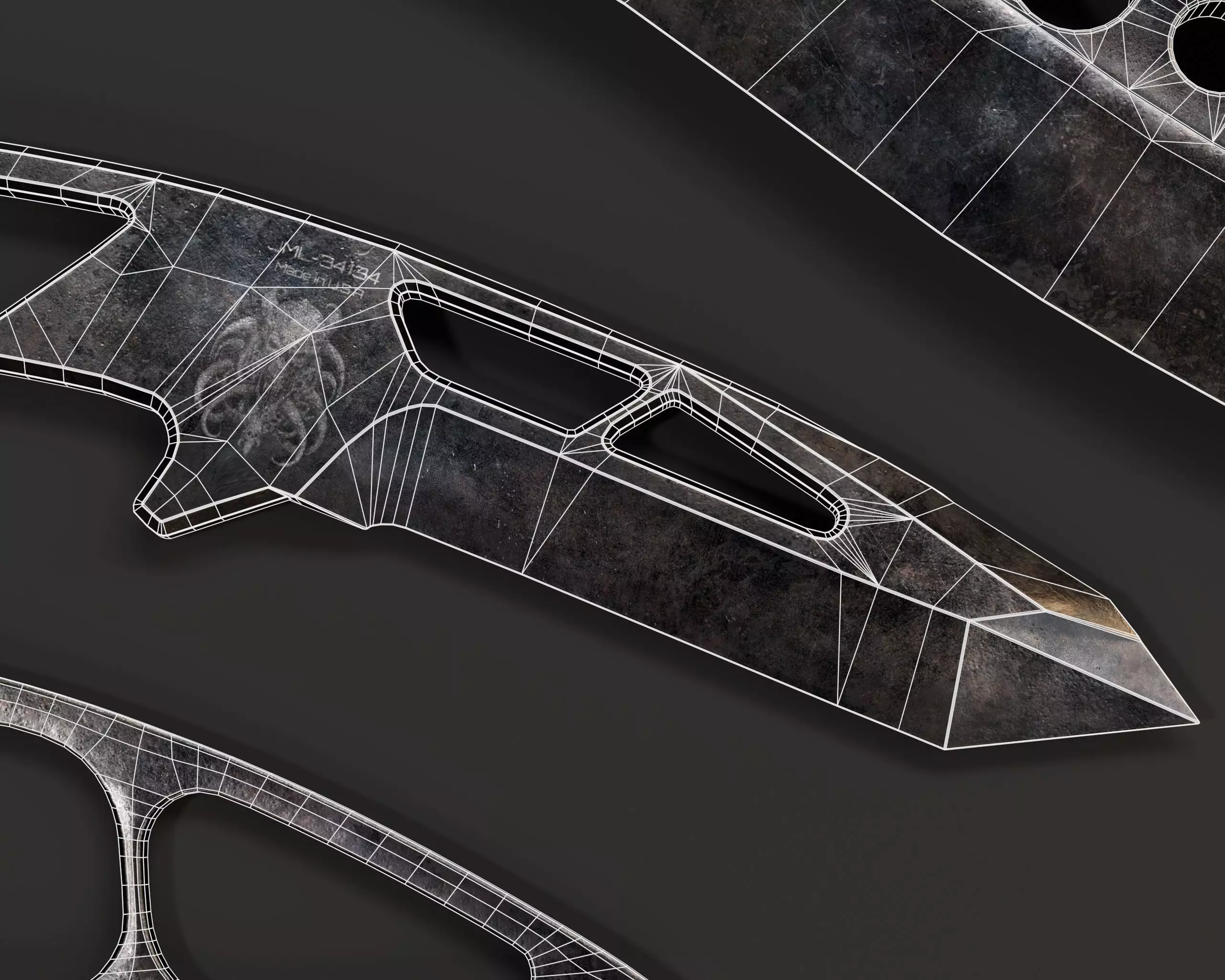 Tactical Knives Set 2 Low-poly 3D model_7