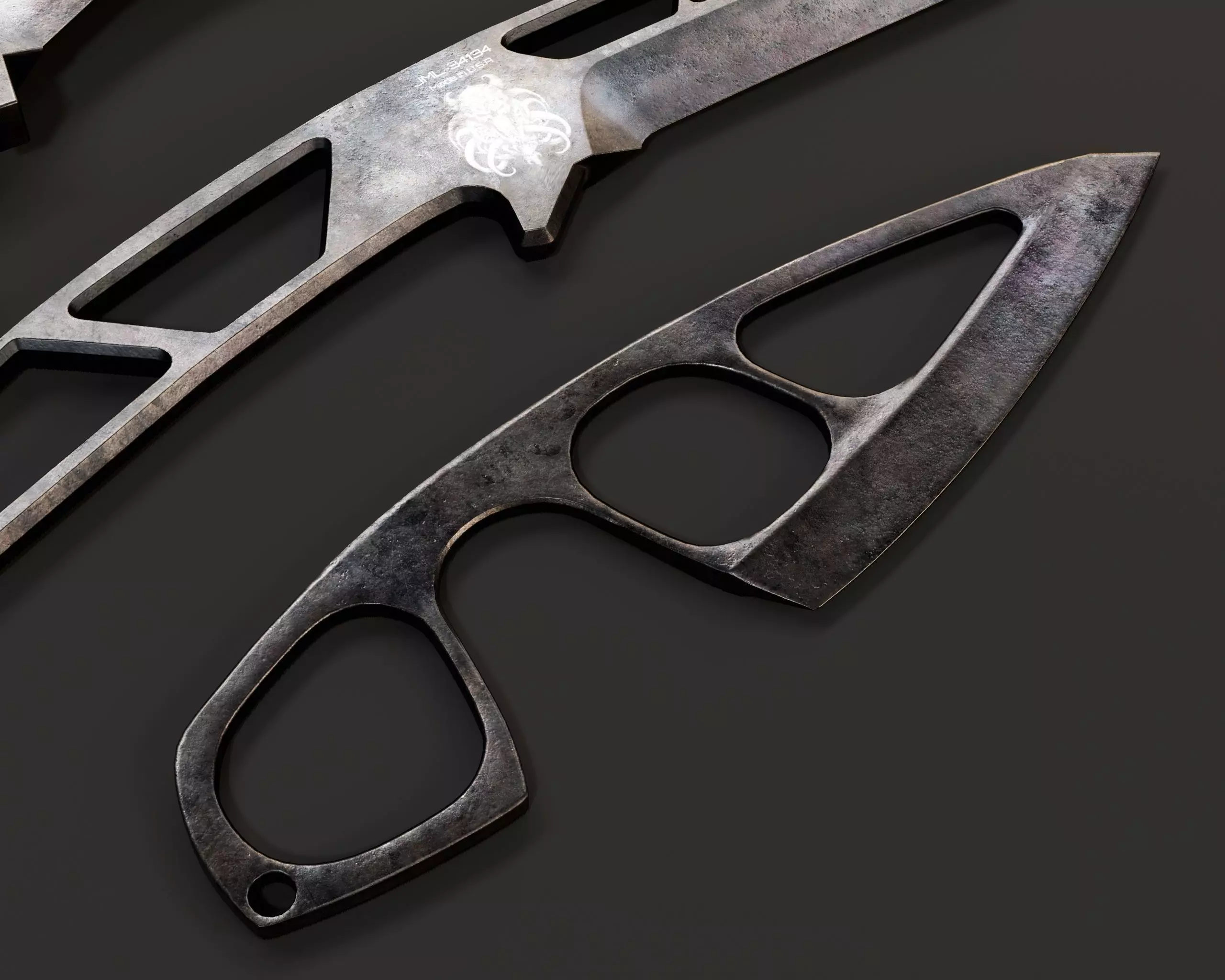 Tactical Knives Set 2 Low-poly 3D model_4