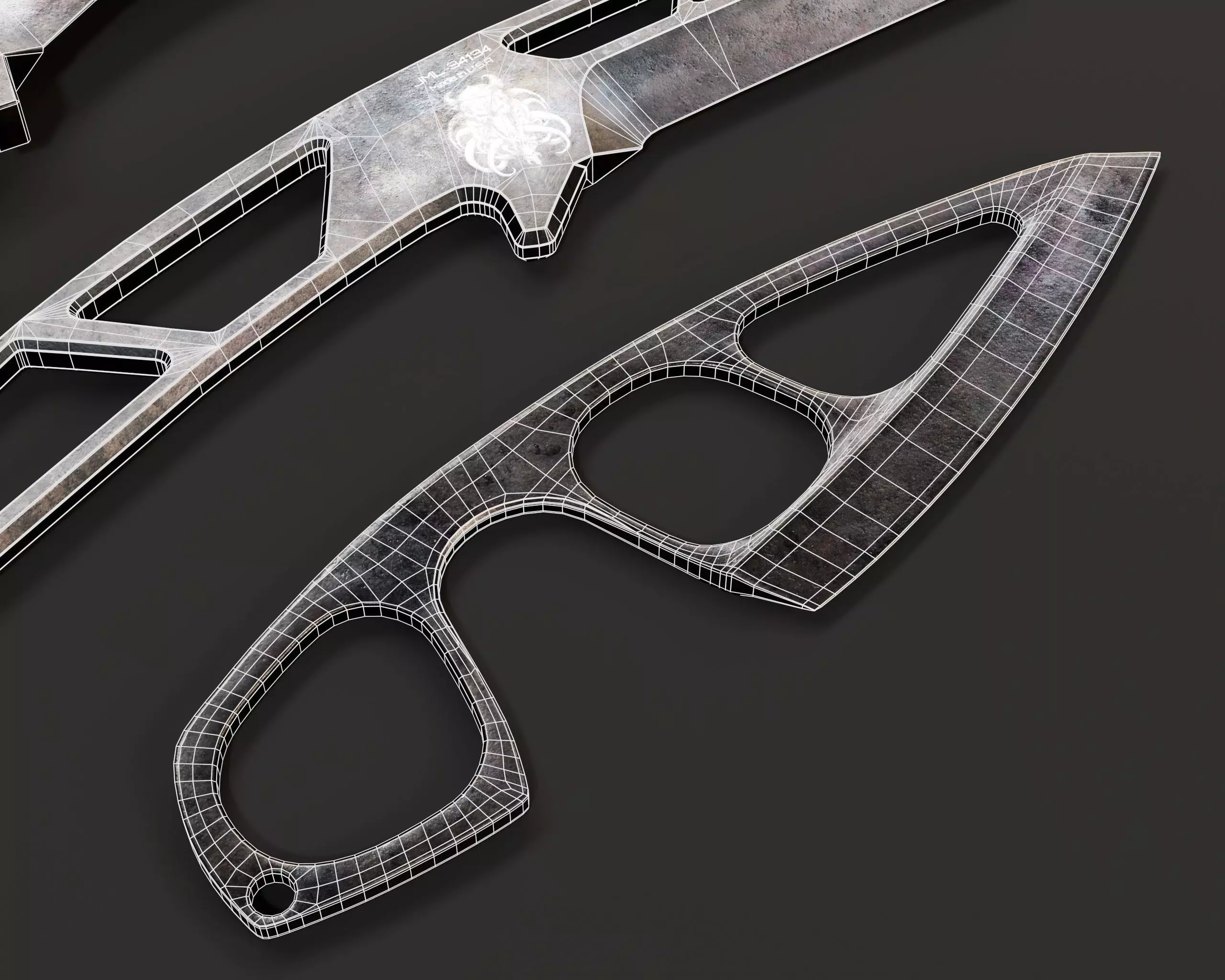 Tactical Knives Set 2 Low-poly 3D model_5