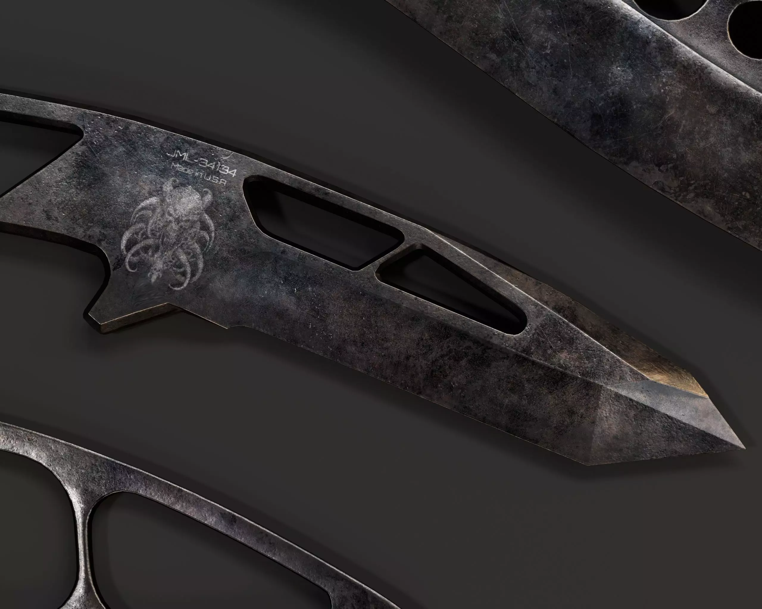 Tactical Knives Set 2 Low-poly 3D model_6