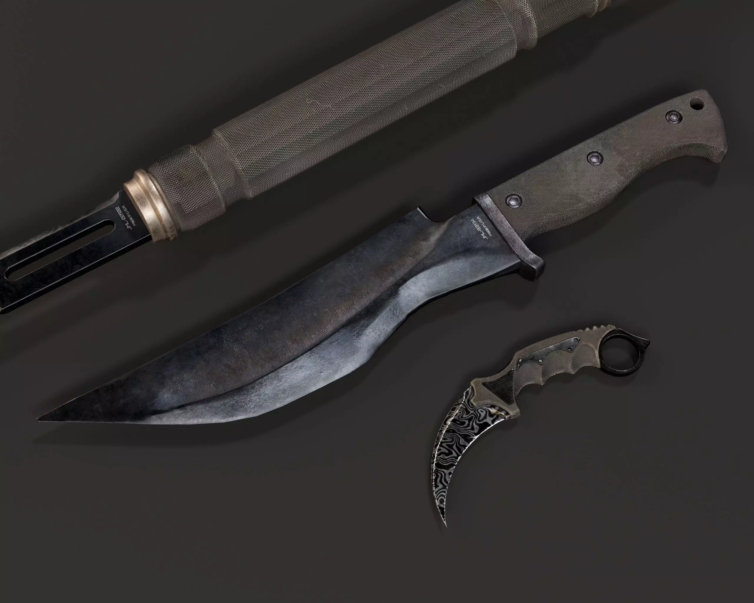 Tactical Knives Set 3 Low-poly 3D model_6