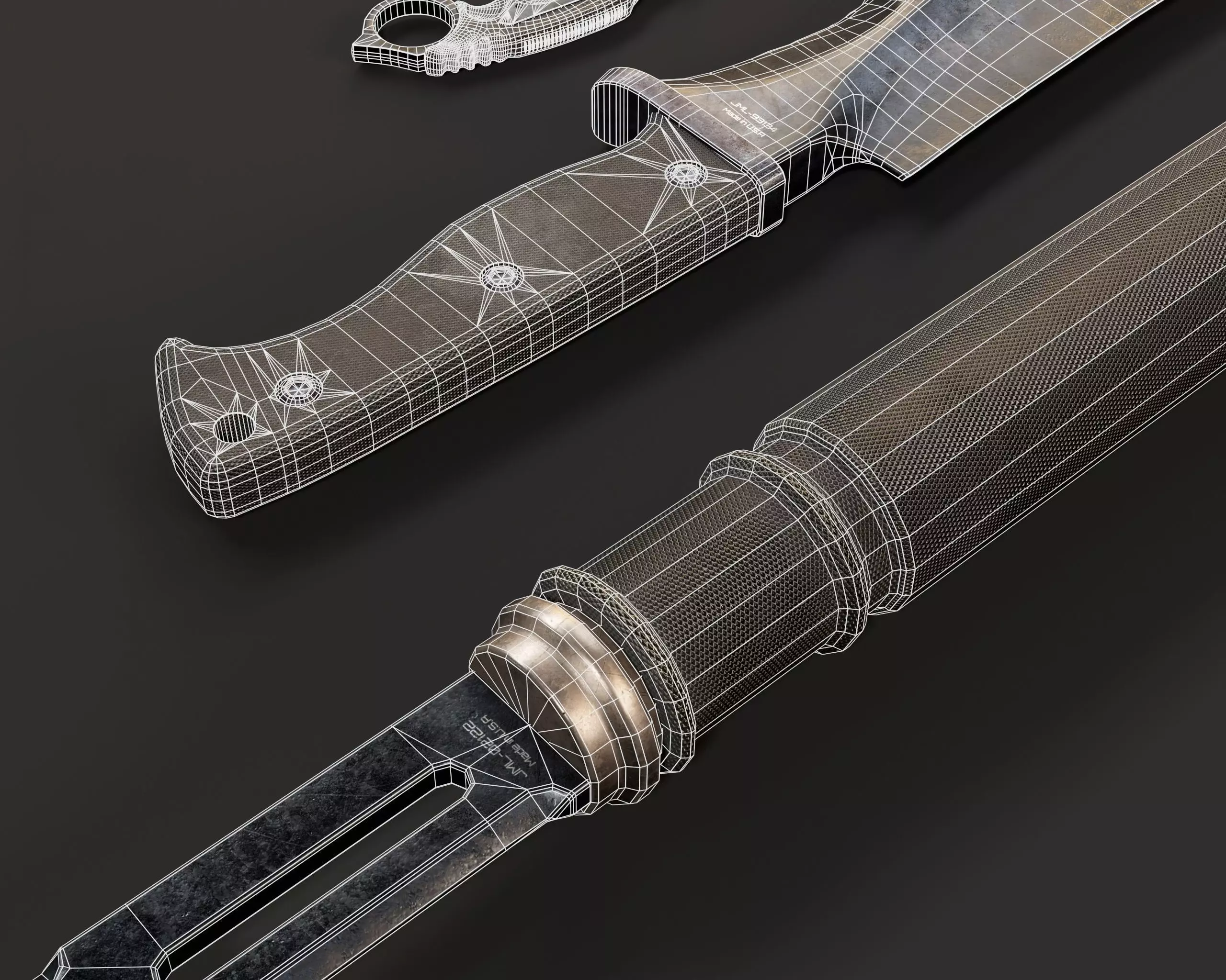 Tactical Knives Set 3 Low-poly 3D model_13