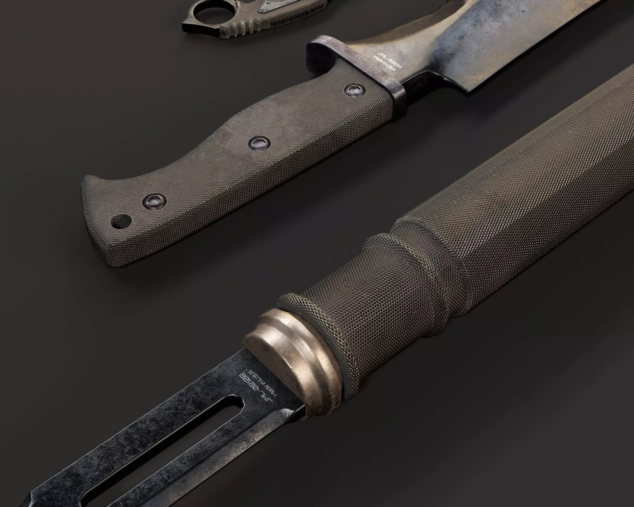 Tactical Knives Set 3 Low-poly 3D model_12