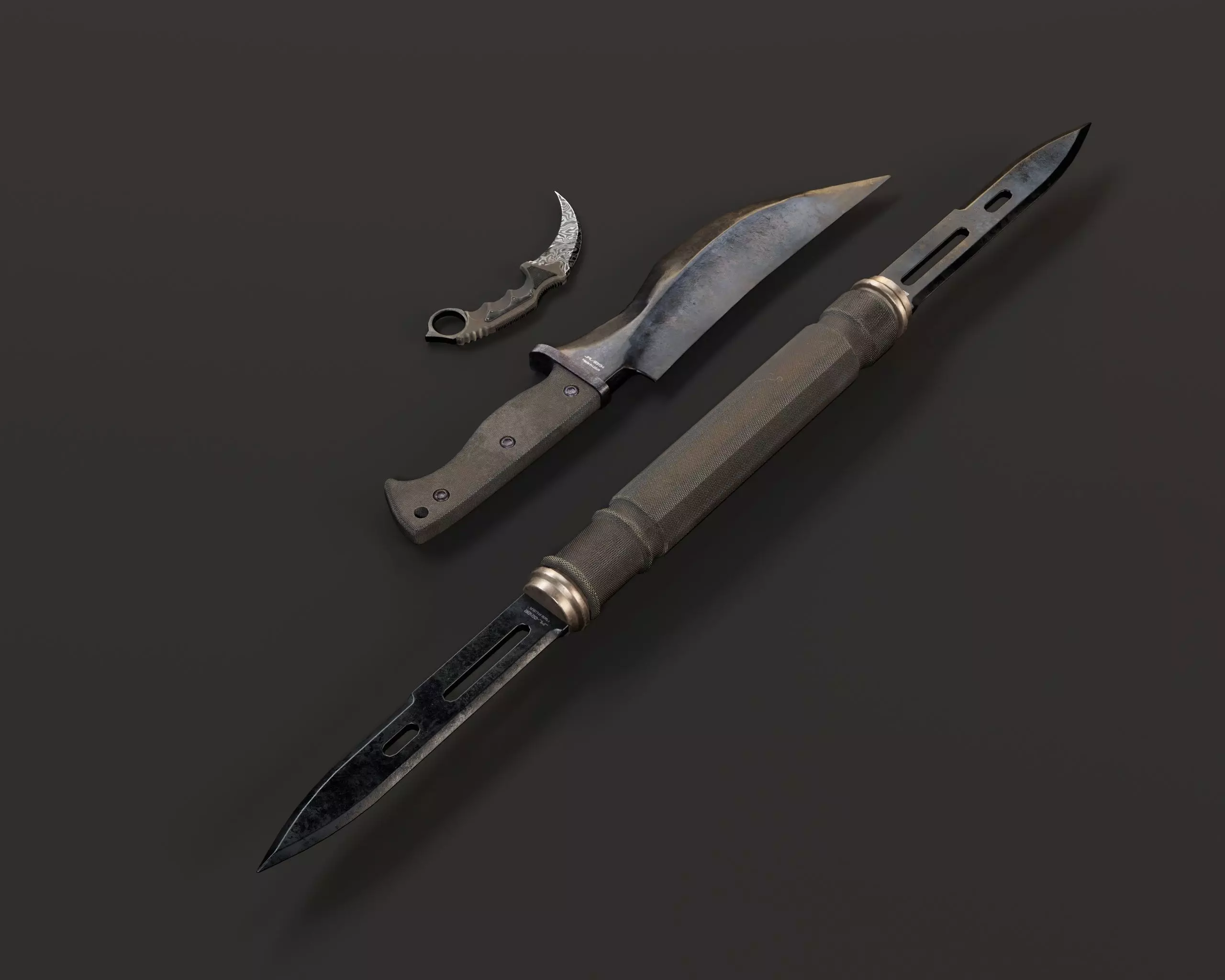 Tactical Knives Set 3 Low-poly 3D model_14