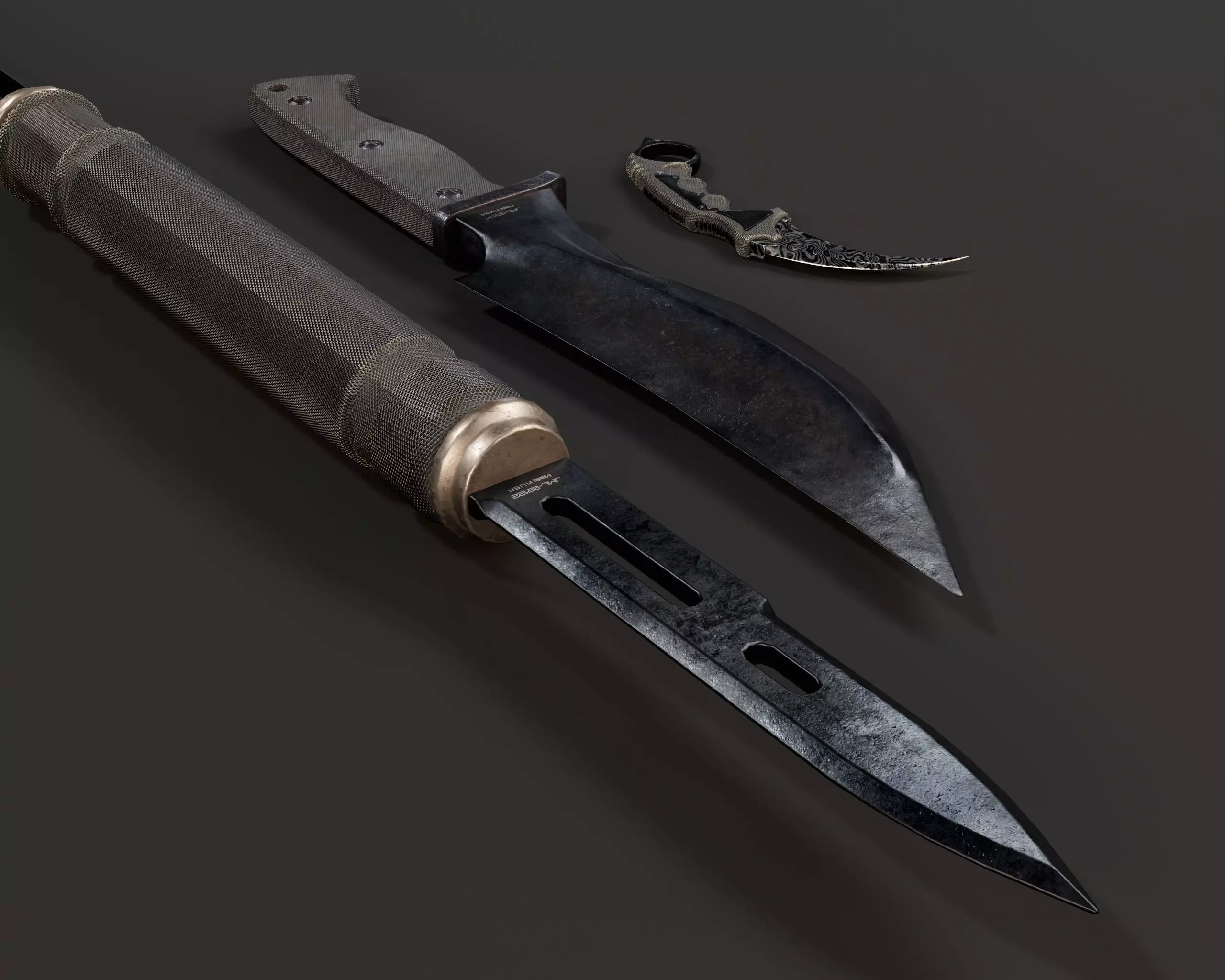 Tactical Knives Set 3 Low-poly 3D model_8