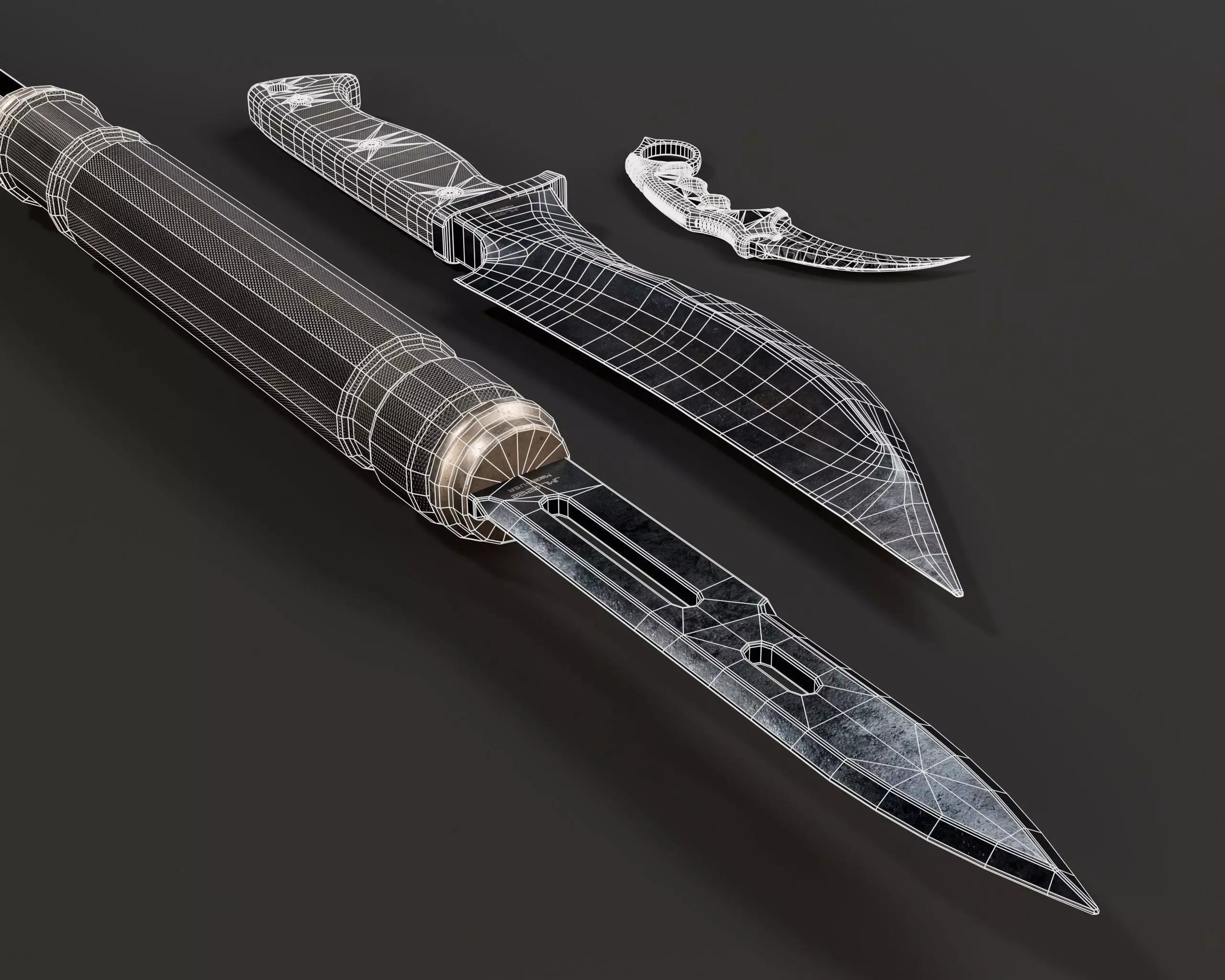 Tactical Knives Set 3 Low-poly 3D model_9