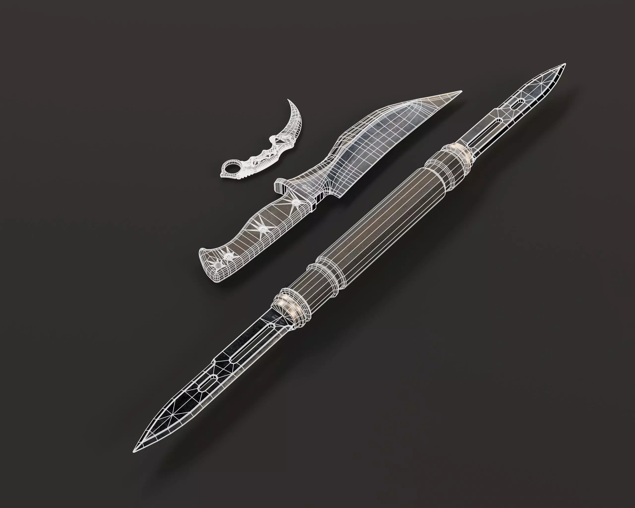 Tactical Knives Set 3 Low-poly 3D model_15