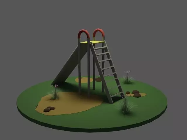 Playground Slide Low Poly  3D model_4