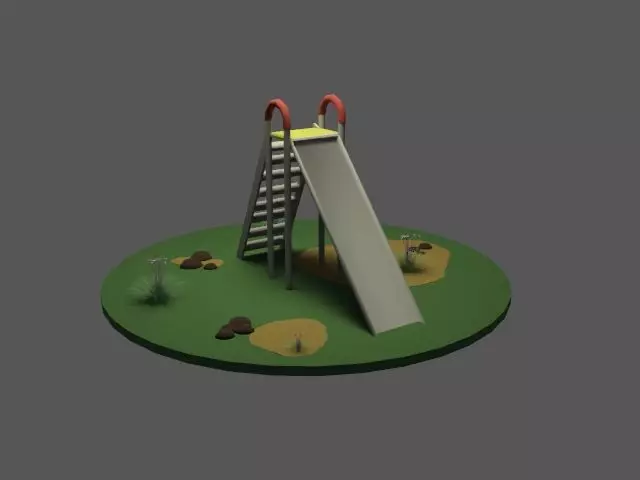 Playground Slide Low Poly  3D model_0