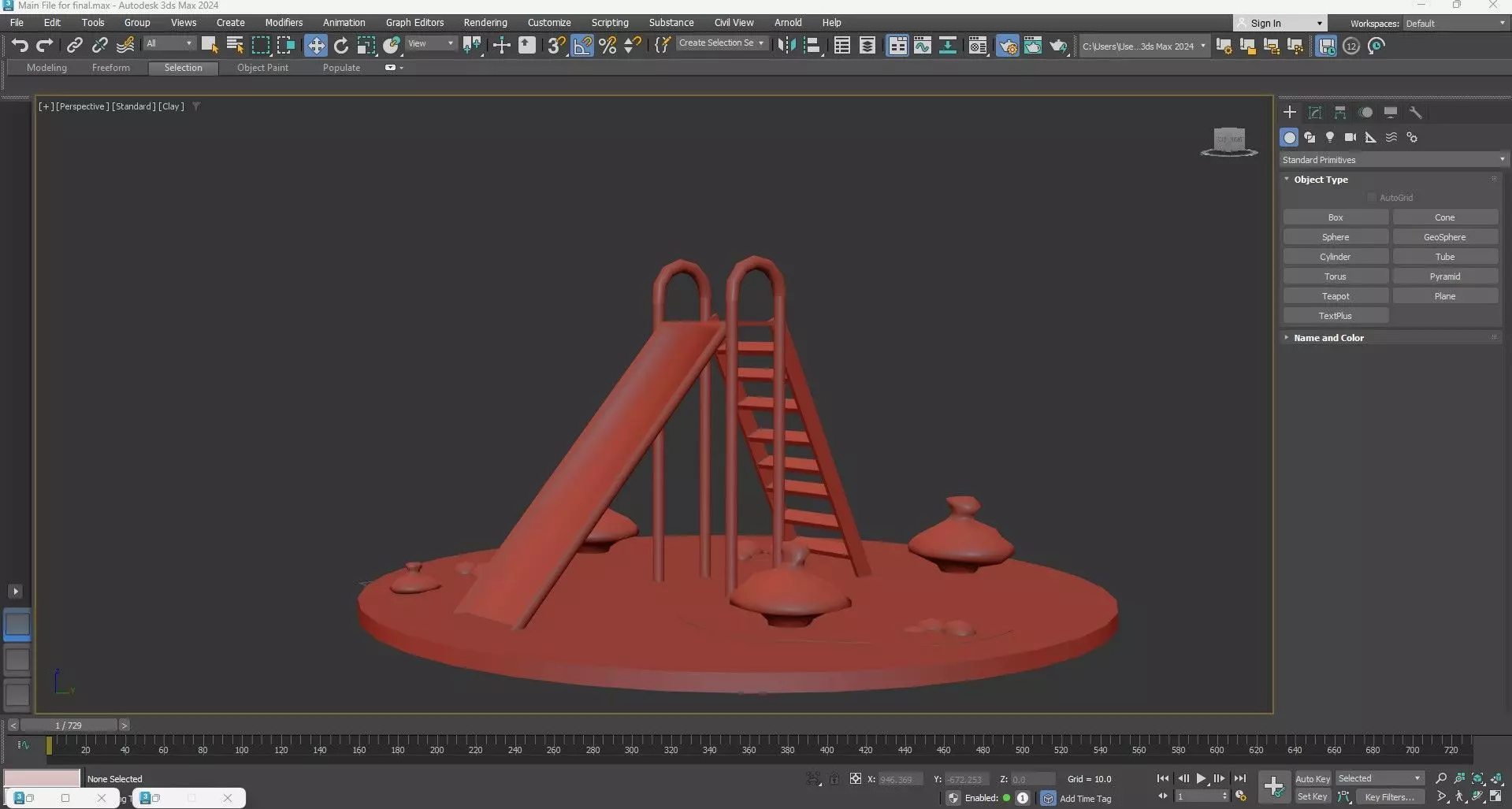 Playground Slide Low Poly  3D model_7