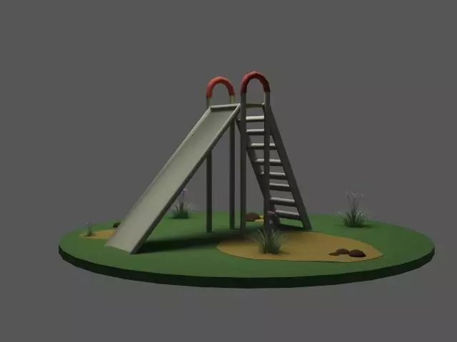 Playground Slide Low Poly  3D model_2