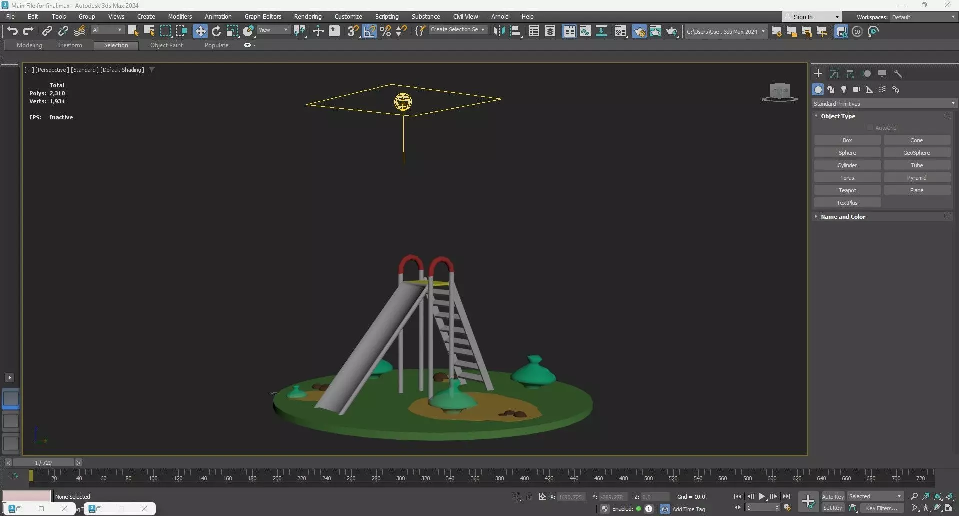 Playground Slide Low Poly  3D model_9