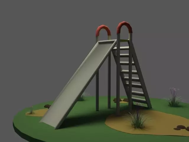 Playground Slide Low Poly  3D model_3