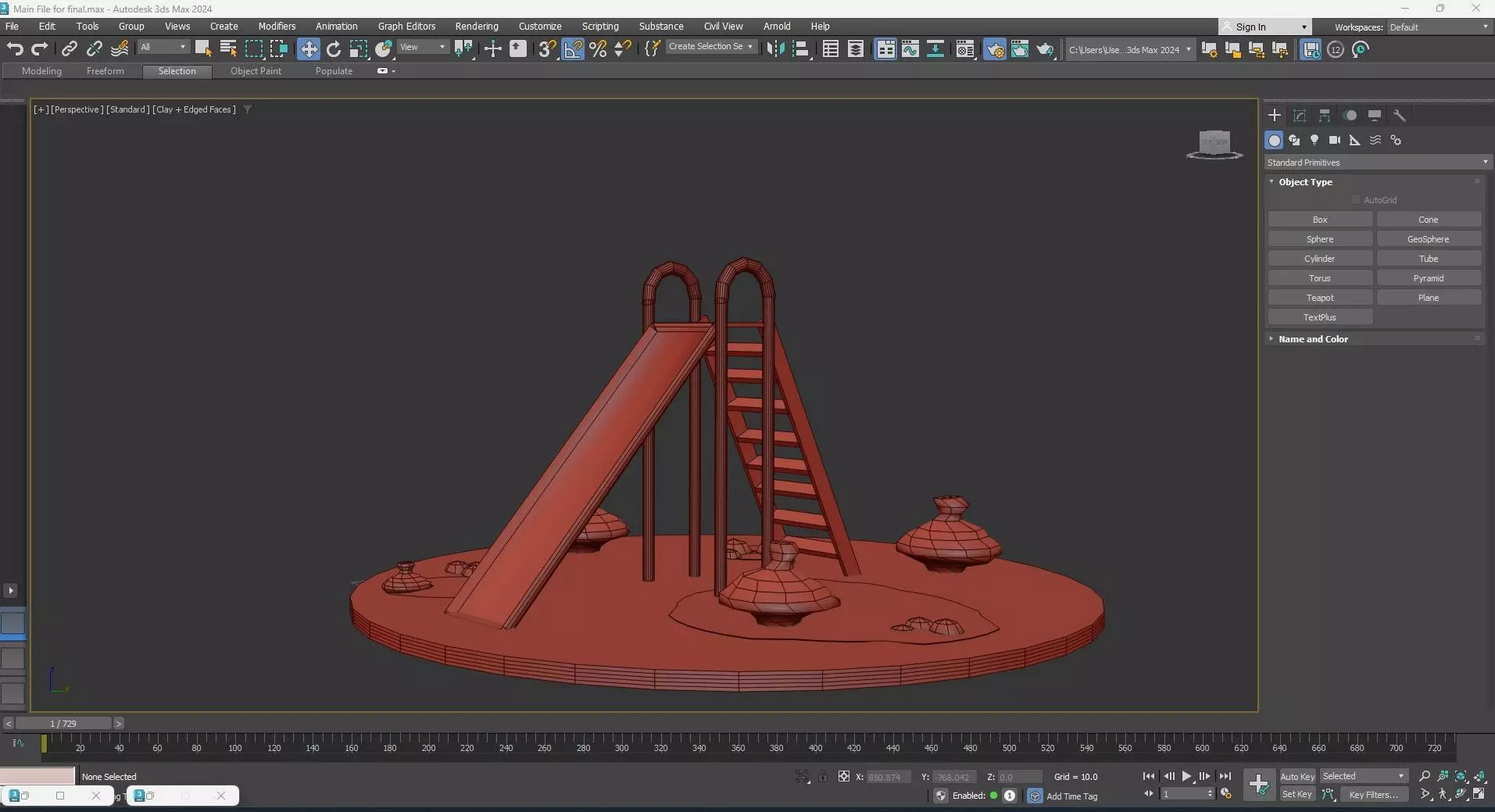 Playground Slide Low Poly  3D model_8