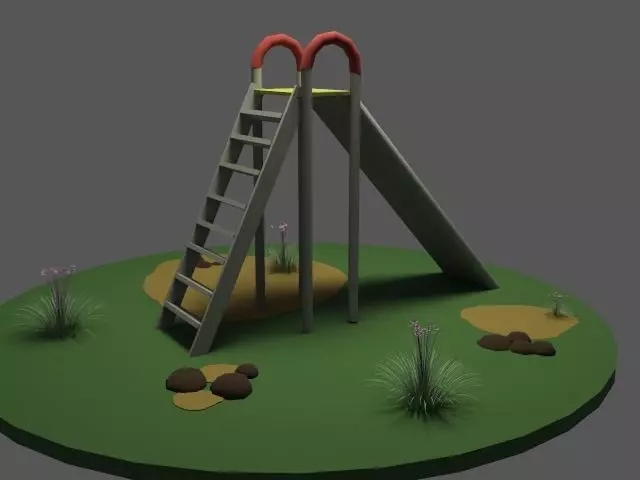 Playground Slide Low Poly  3D model_6