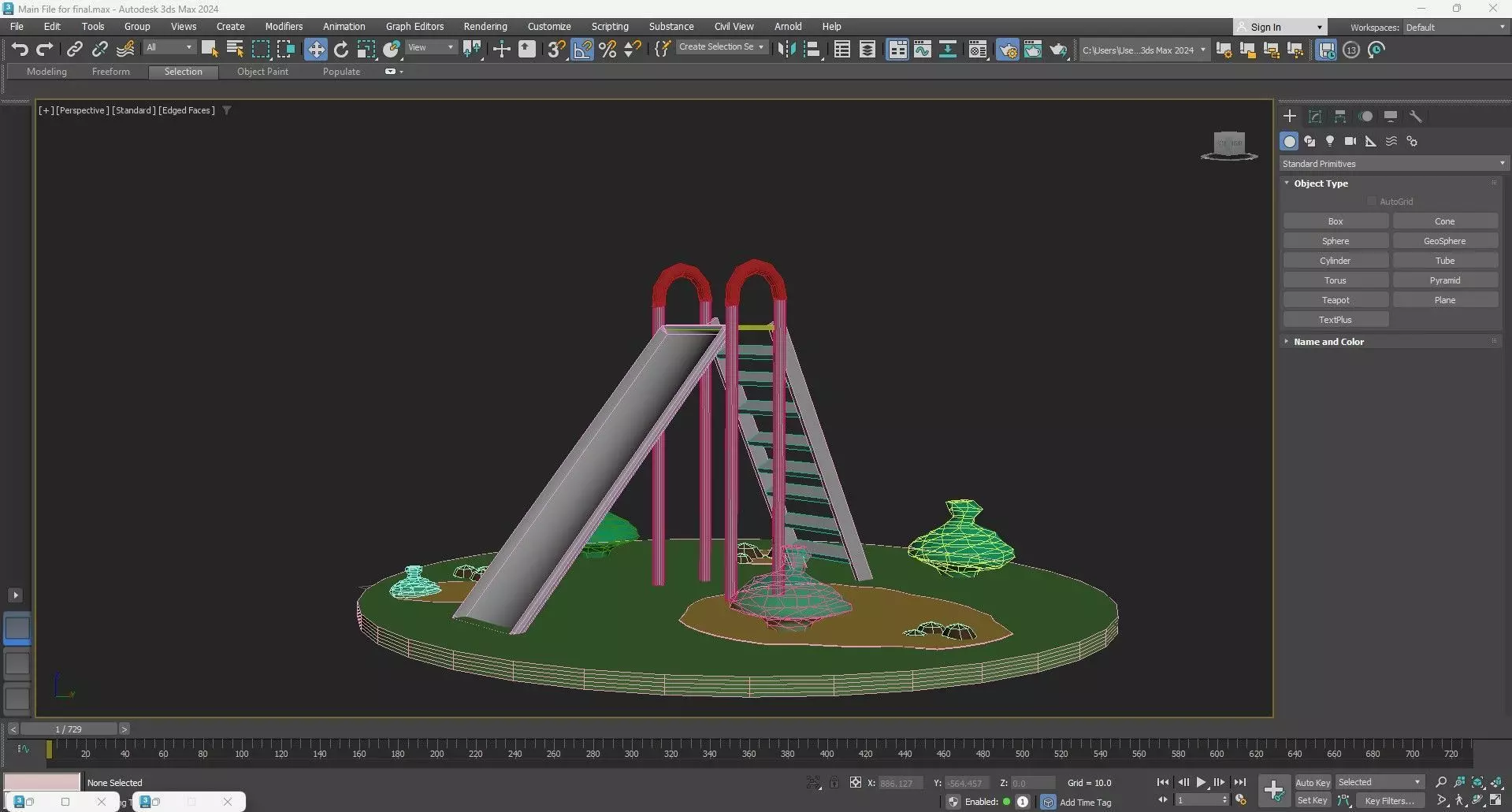 Playground Slide Low Poly  3D model_10