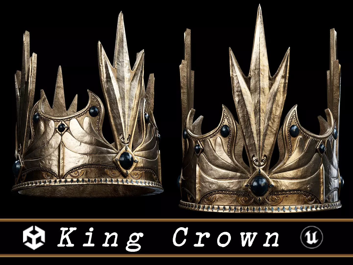 Medieval King Crown Low-poly 3D model