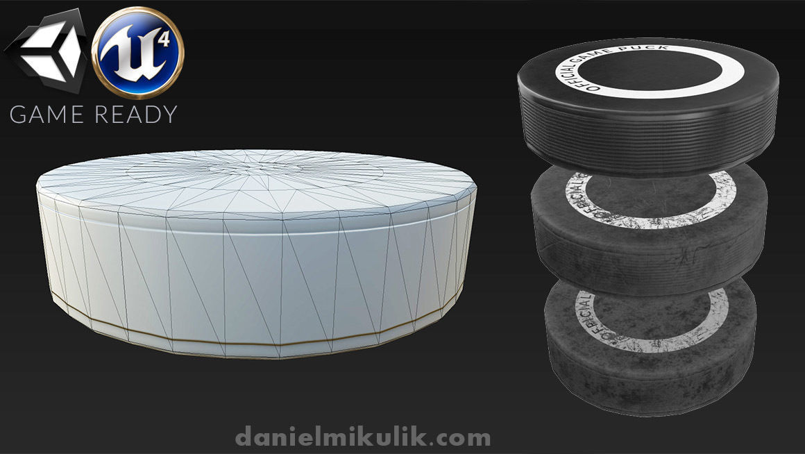Hockey Puck Low Poly  PBR Textures 3 Types Low-poly 3D model_1