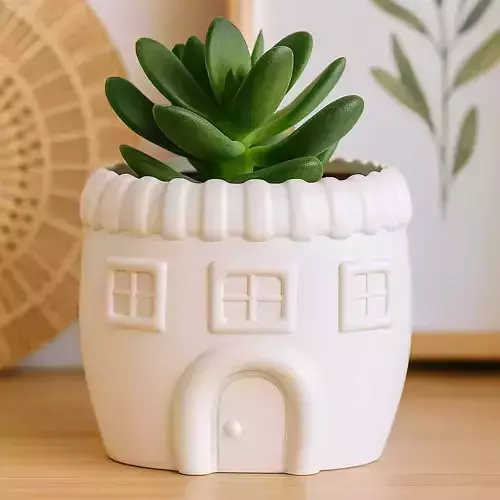 House shape plant pot with drainage no supports 3D print model