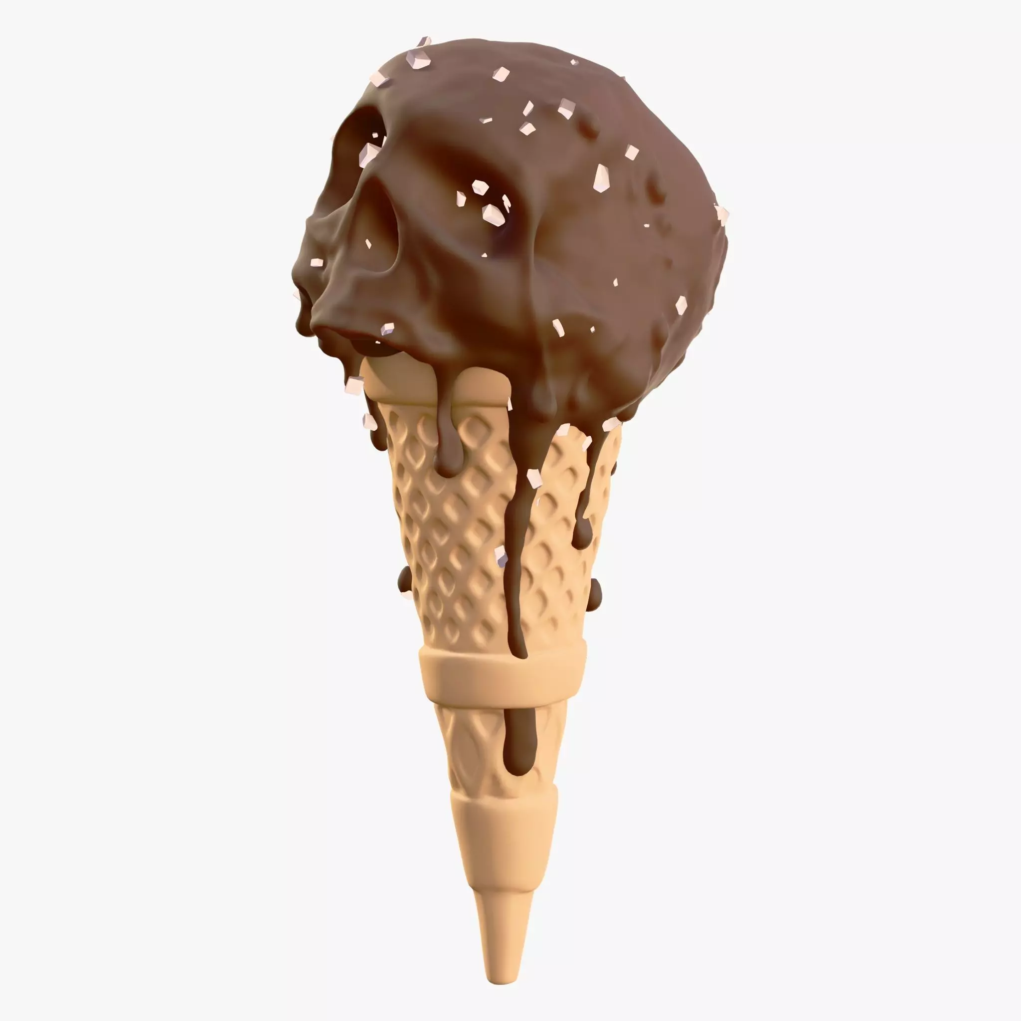 Chocolate Skull IceCream Cone M1 3D model_4