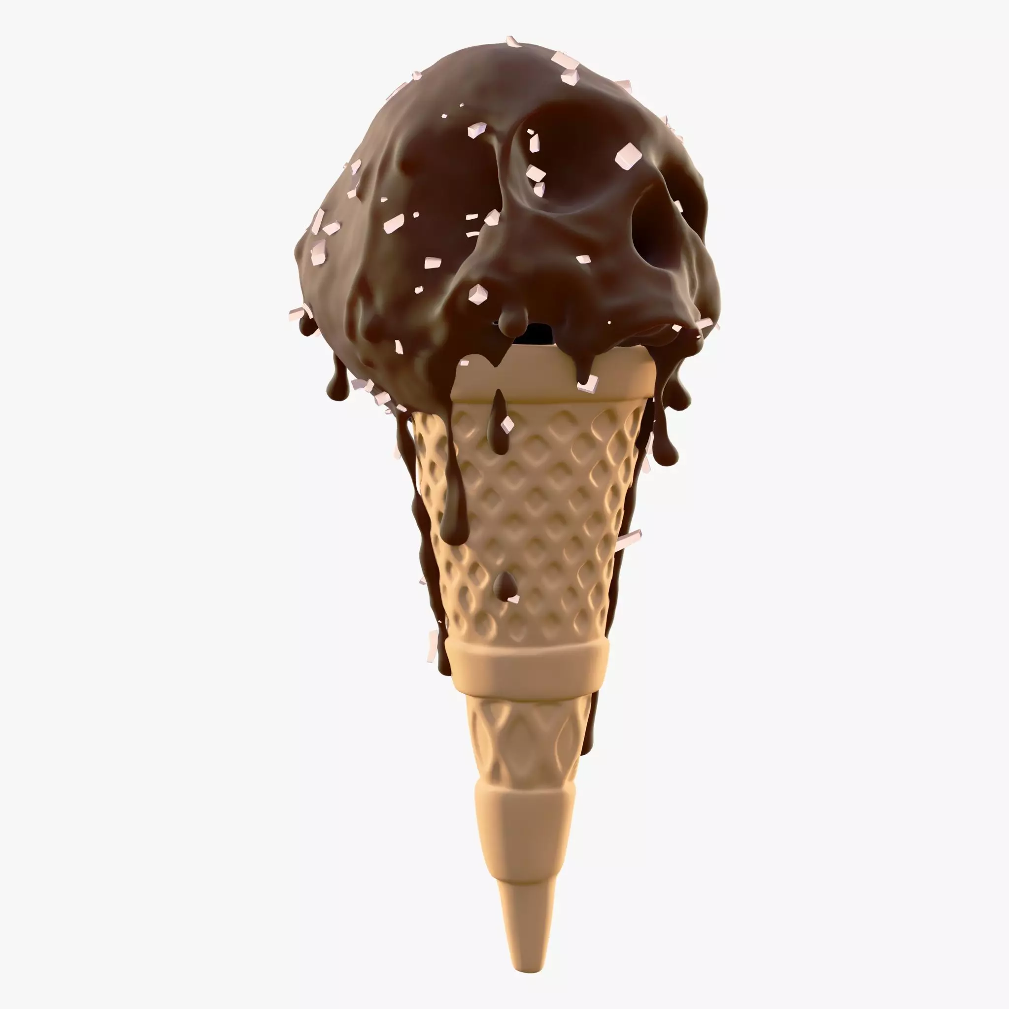 Chocolate Skull IceCream Cone M1 3D model_3
