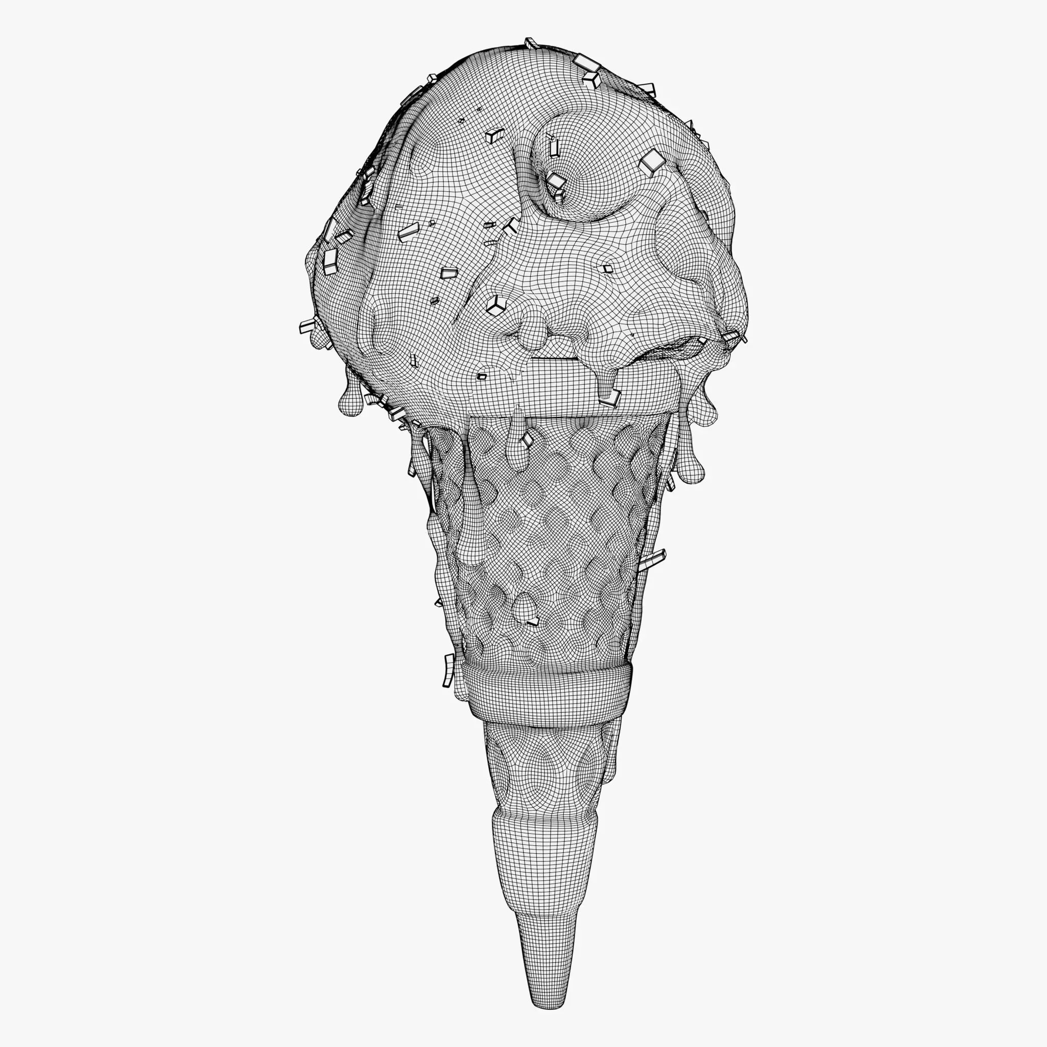 Chocolate Skull IceCream Cone M1 3D model_9