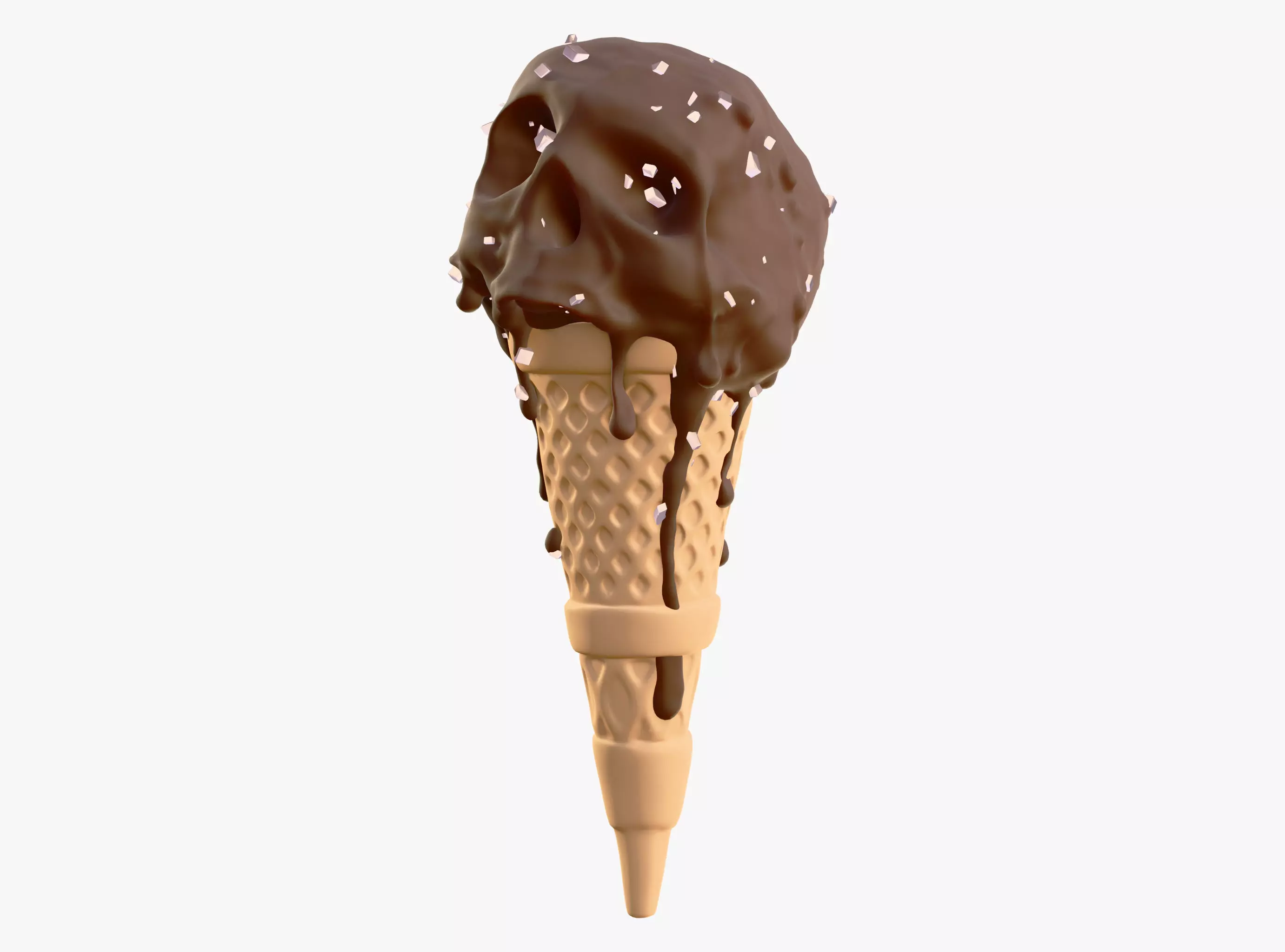 Chocolate Skull IceCream Cone M1 3D model_0