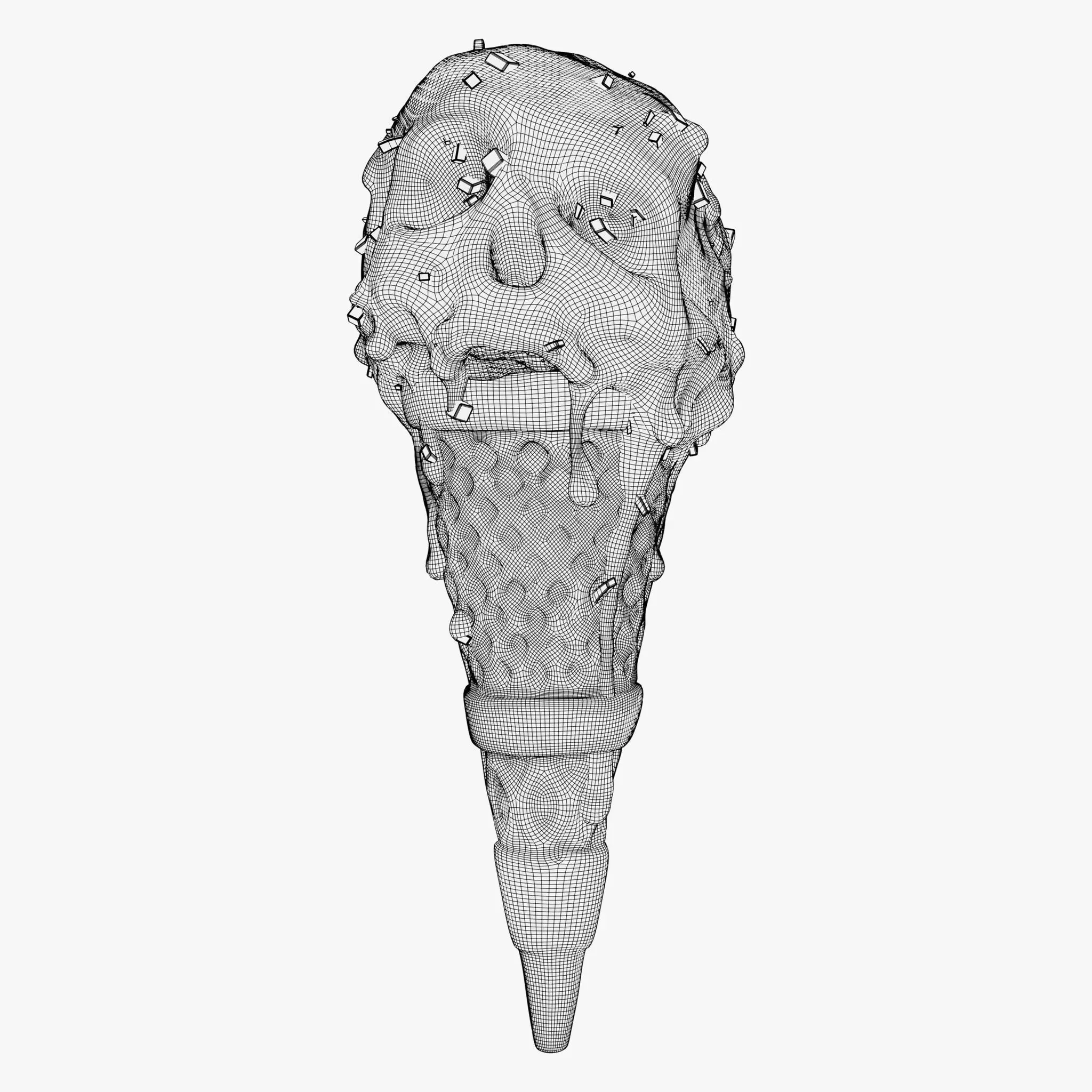 Chocolate Skull IceCream Cone M1 3D model_11