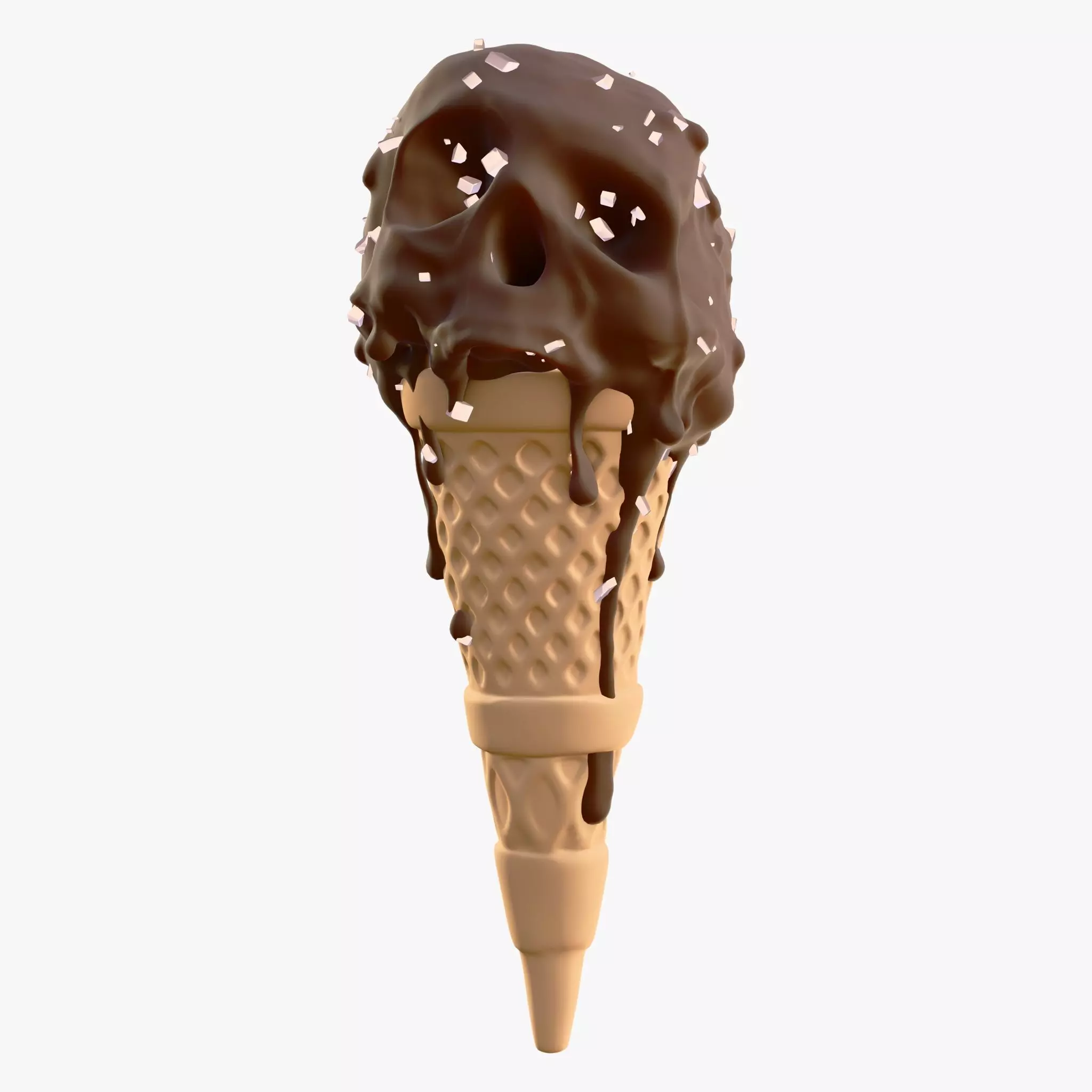 Chocolate Skull IceCream Cone M1 3D model_5
