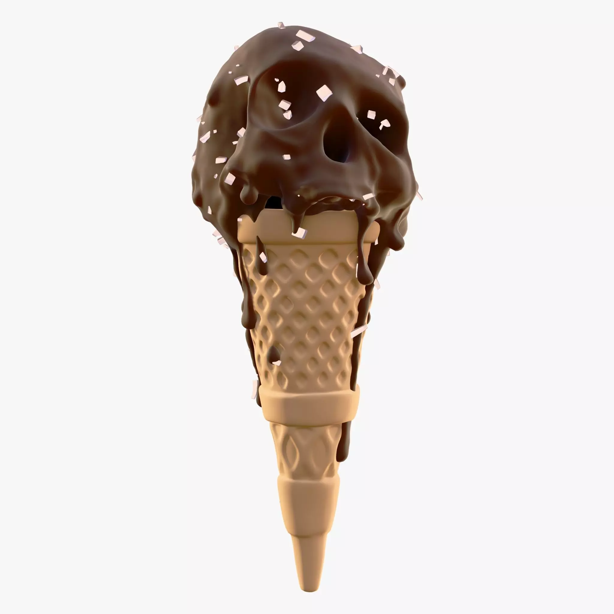 Chocolate Skull IceCream Cone M1 3D model_1