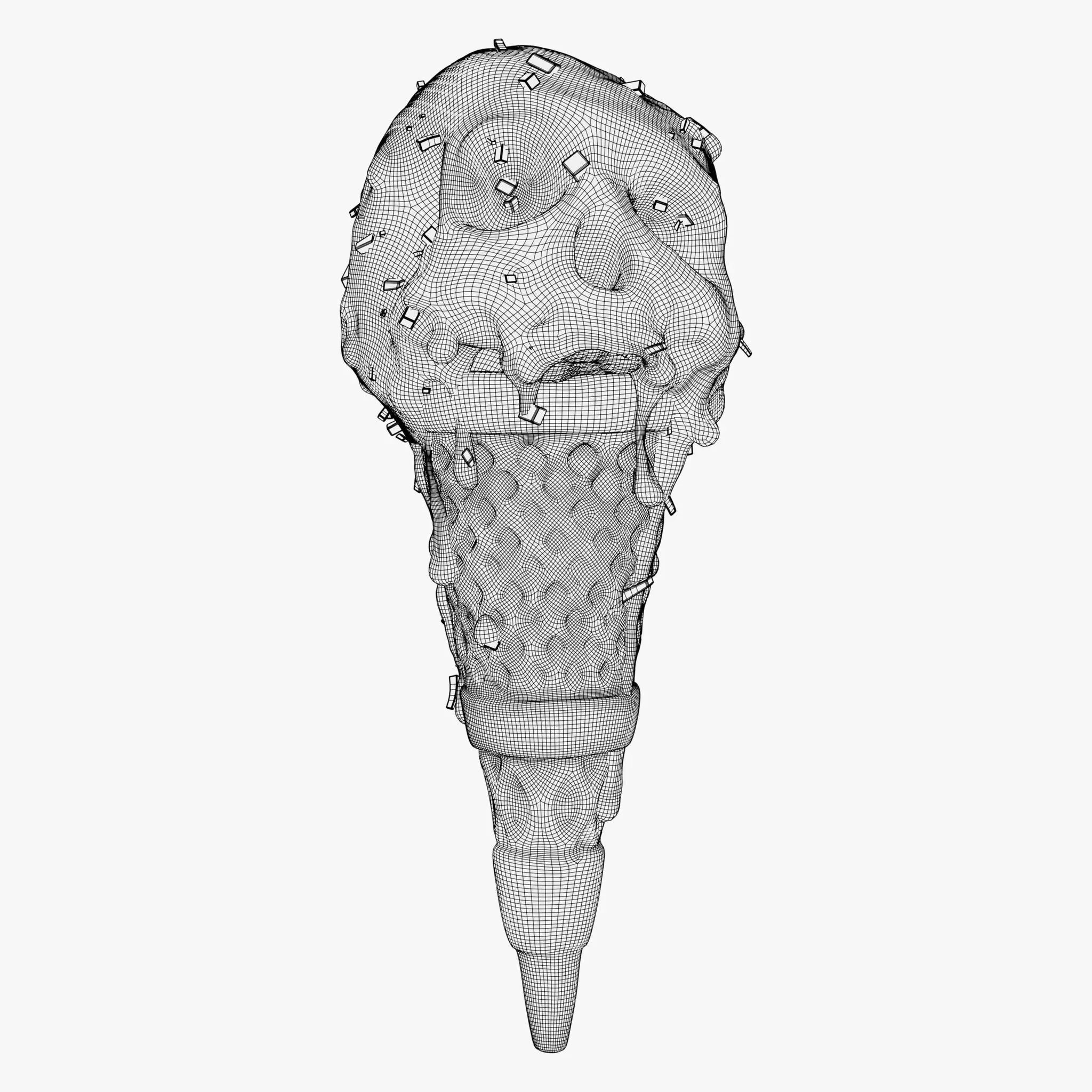 Chocolate Skull IceCream Cone M1 3D model_7