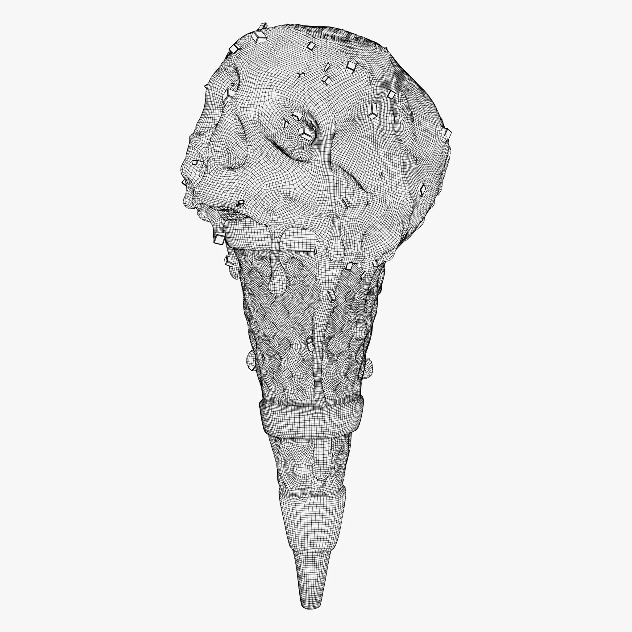 Chocolate Skull IceCream Cone M1 3D model_10