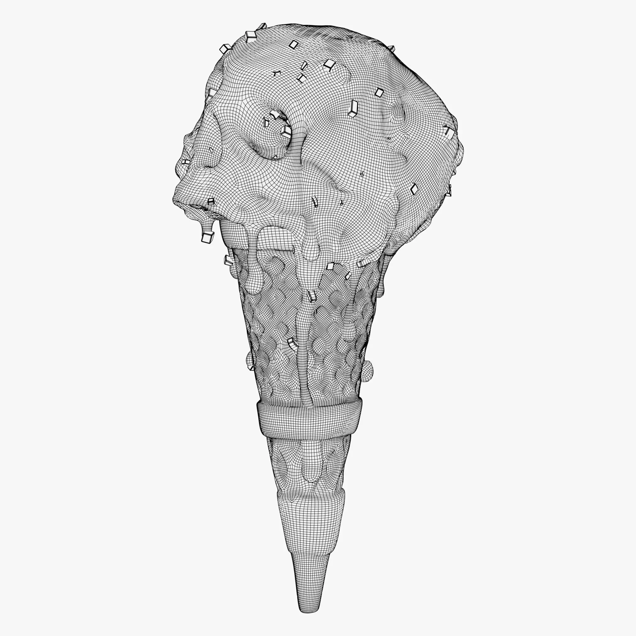 Chocolate Skull IceCream Cone M1 3D model_8