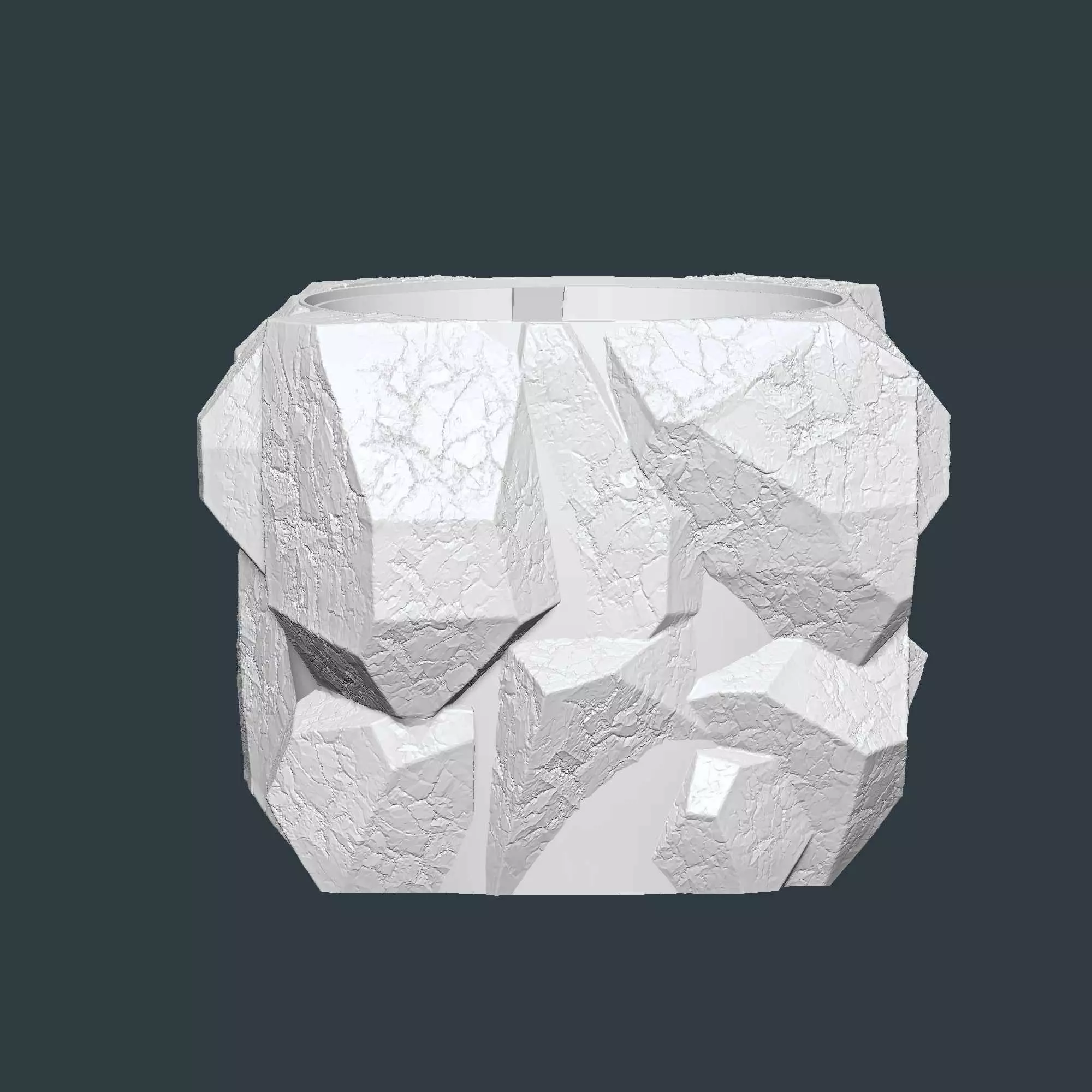 Stone shaped plant pot with drainage no supports 3D print model_8