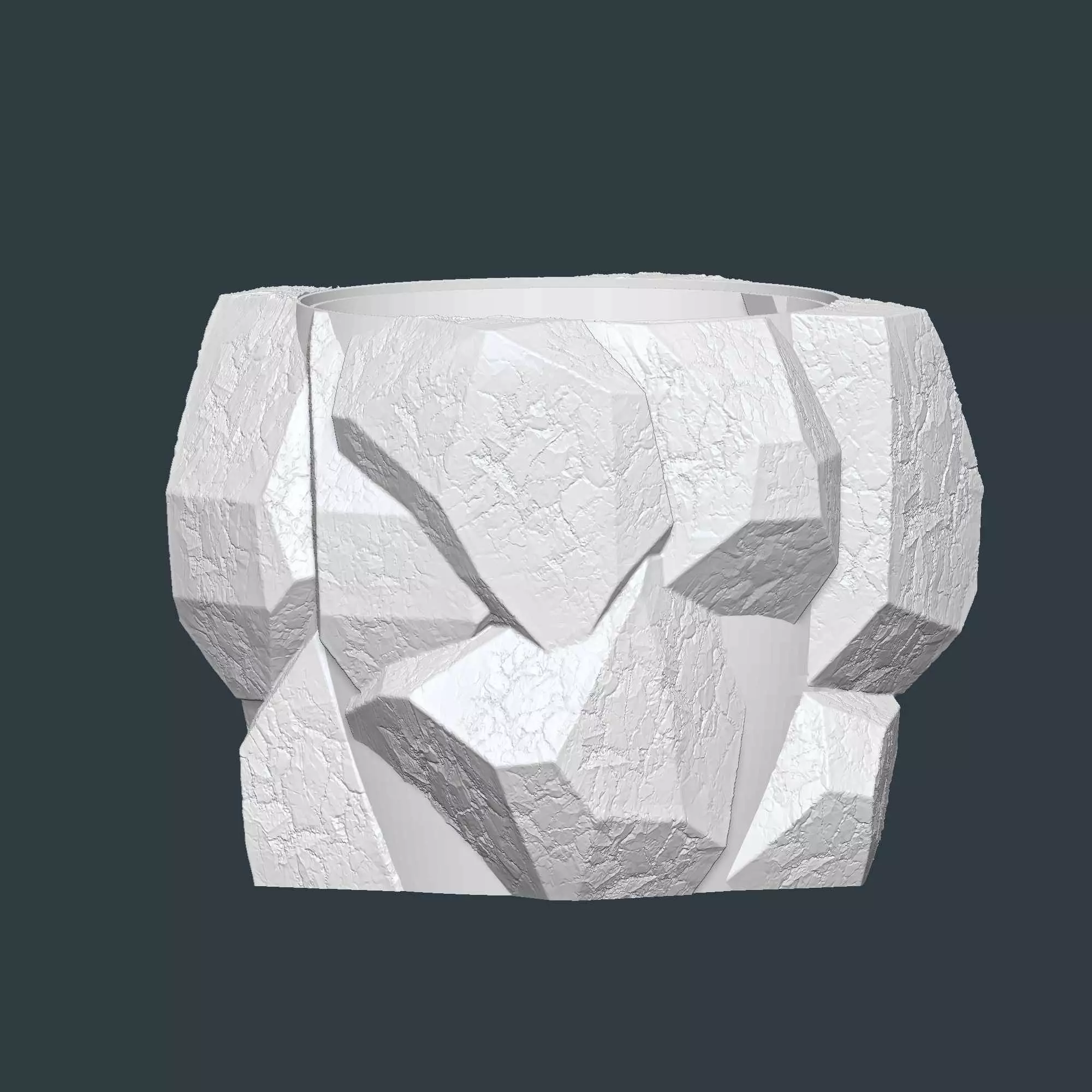 Stone shaped plant pot with drainage no supports 3D print model_6