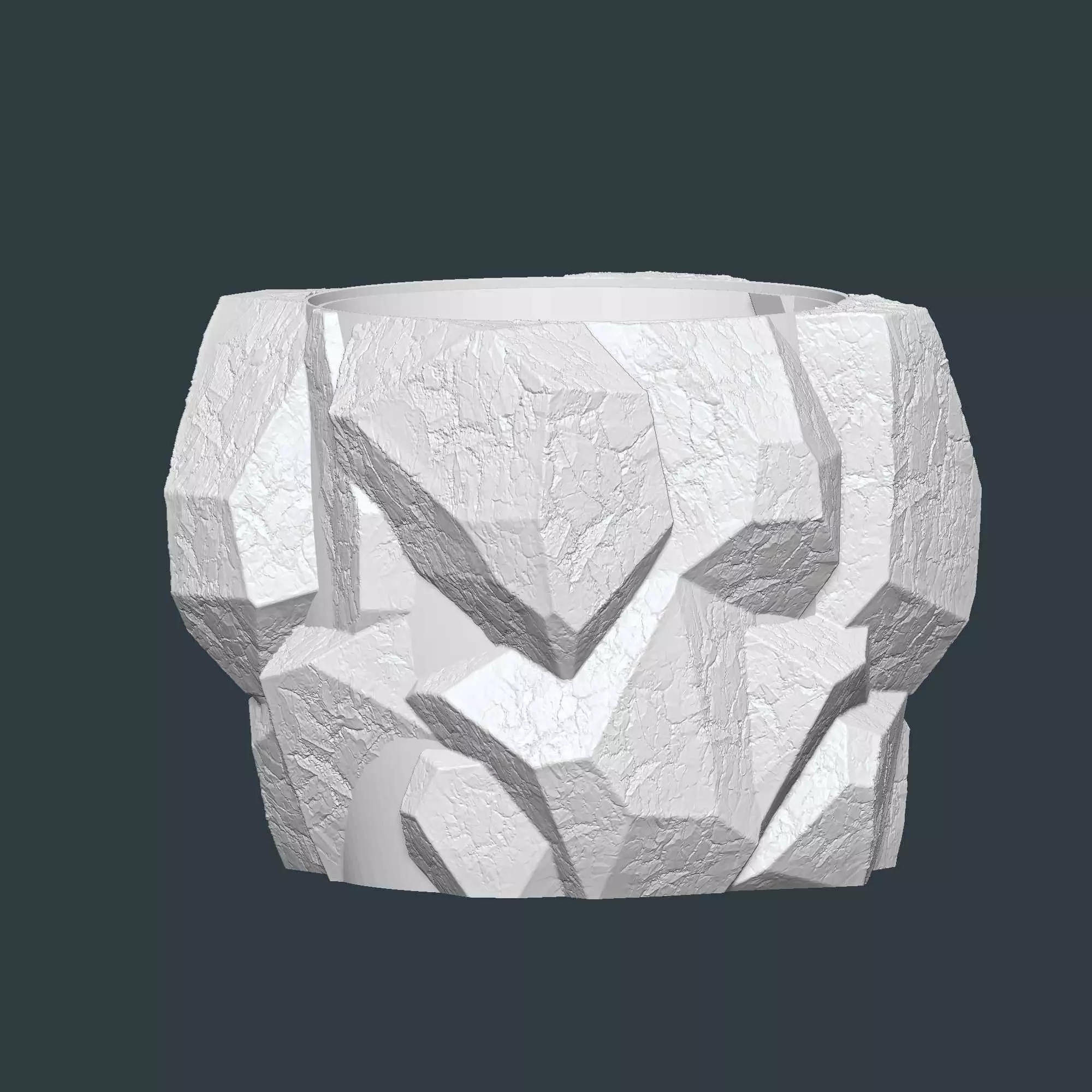 Stone shaped plant pot with drainage no supports 3D print model_9