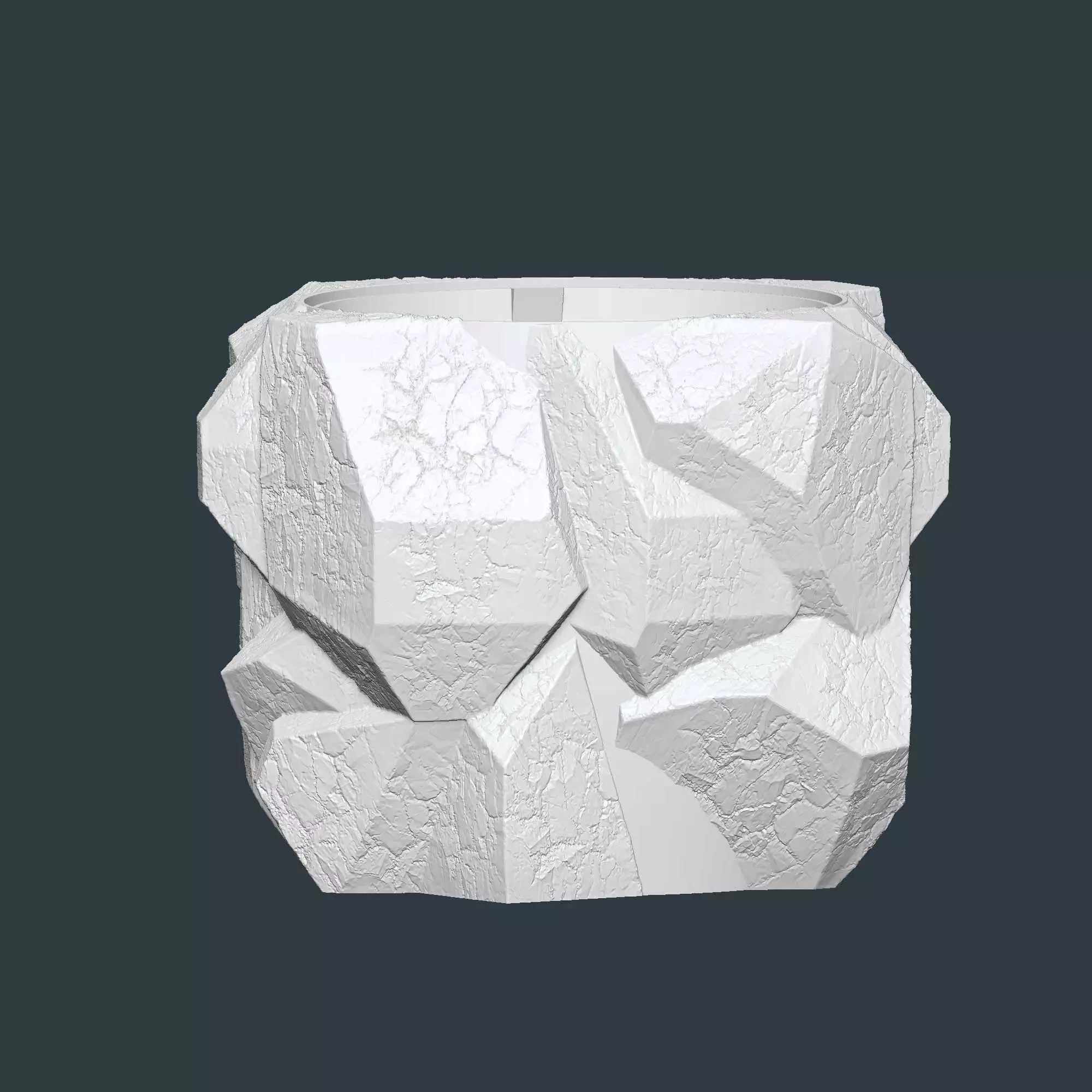 Stone shaped plant pot with drainage no supports 3D print model_5