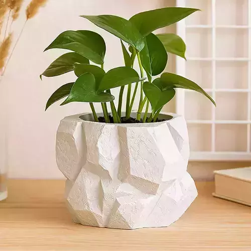 Stone shaped plant pot with drainage no supports
