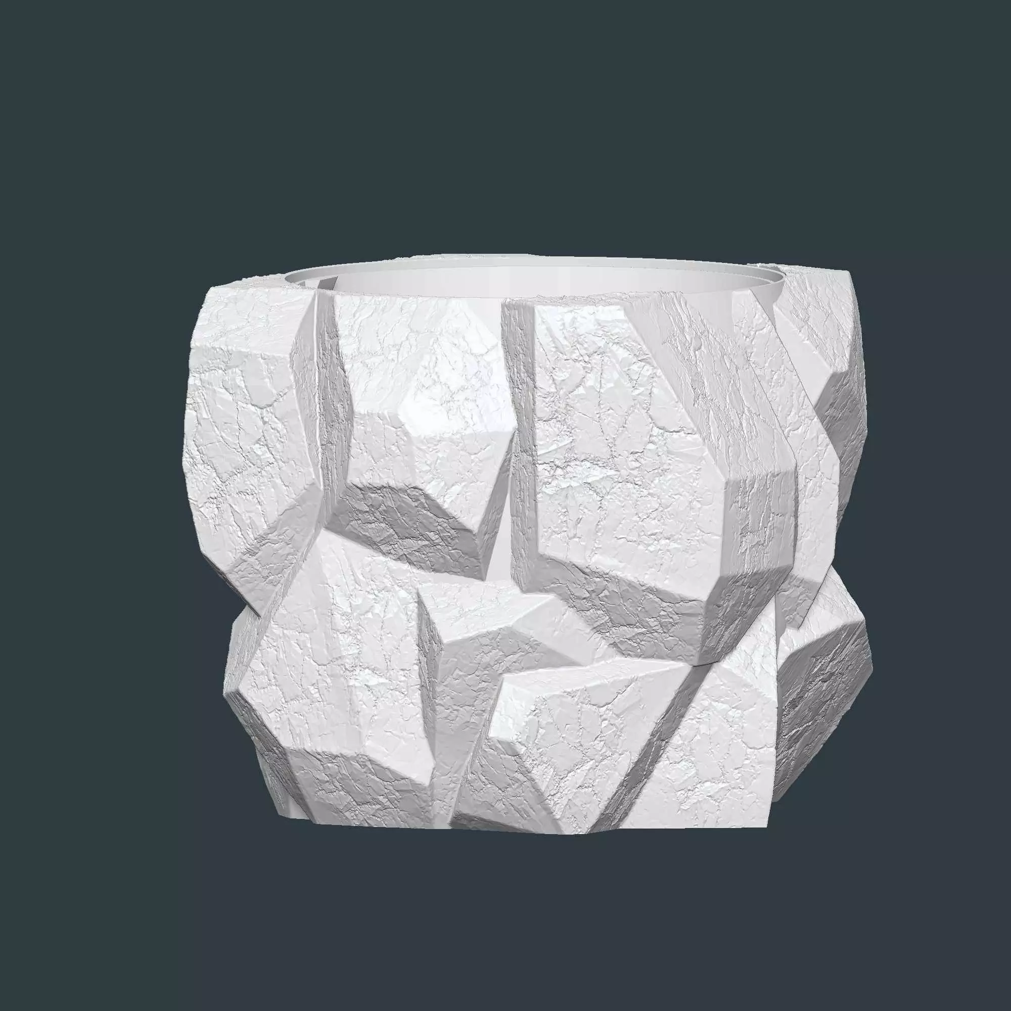 Stone shaped plant pot with drainage no supports 3D print model_1