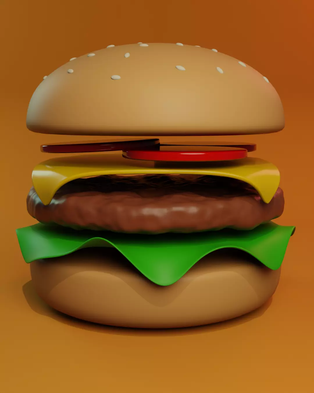 Burger Low-poly 3D model_7