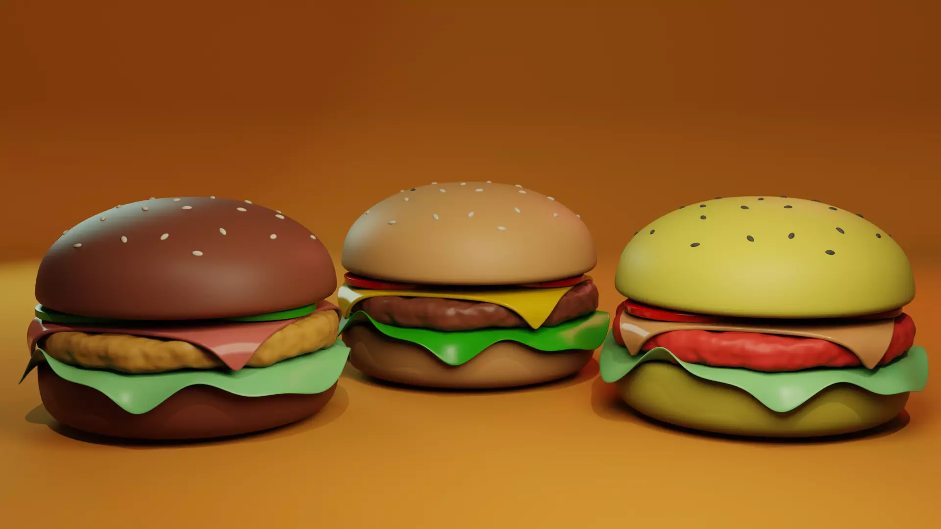 Burger Low-poly 3D model_0